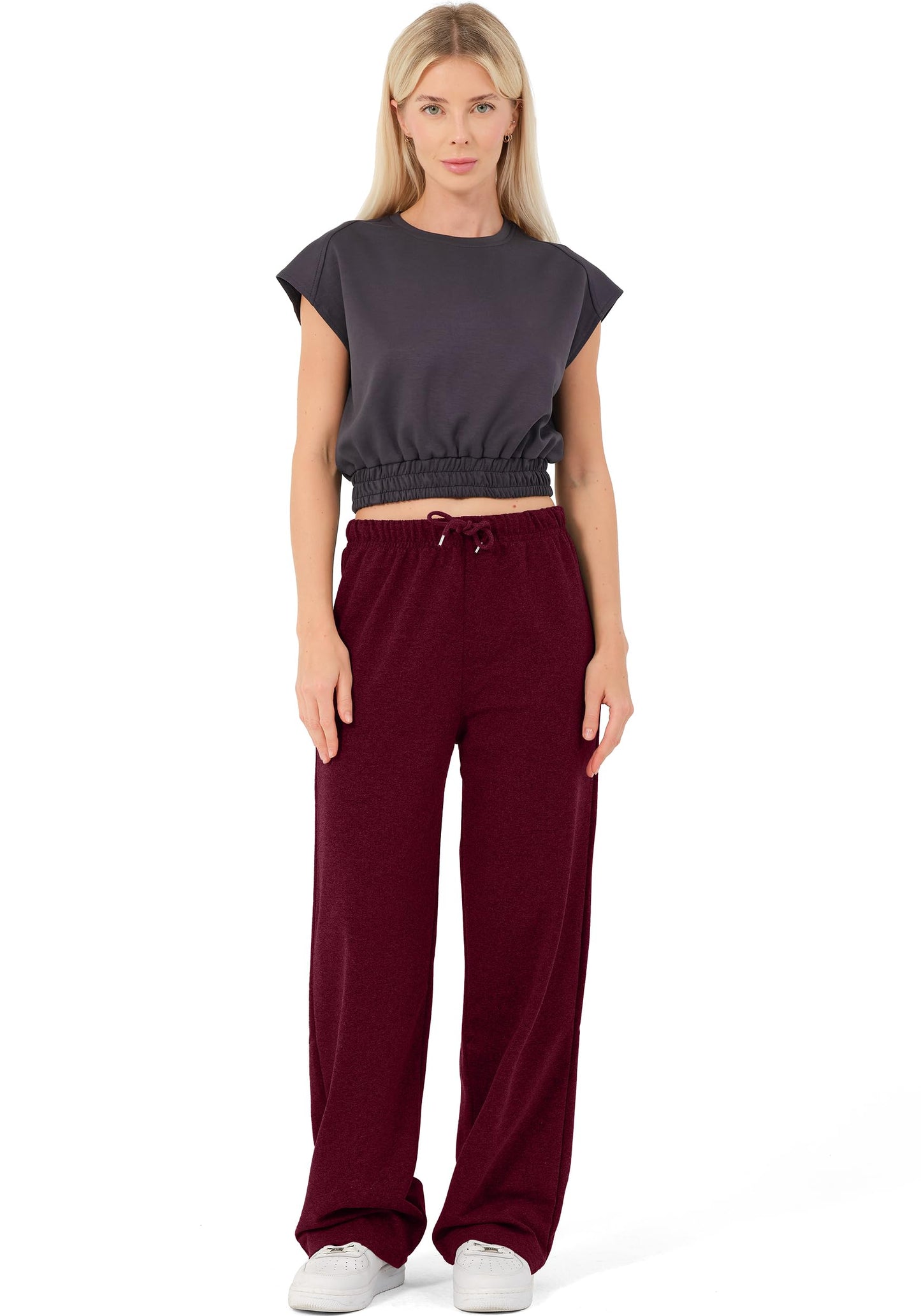 ROSS CAMP Women’s Jogging Pants – Wide Leg High Waist Cotton Sweatpants