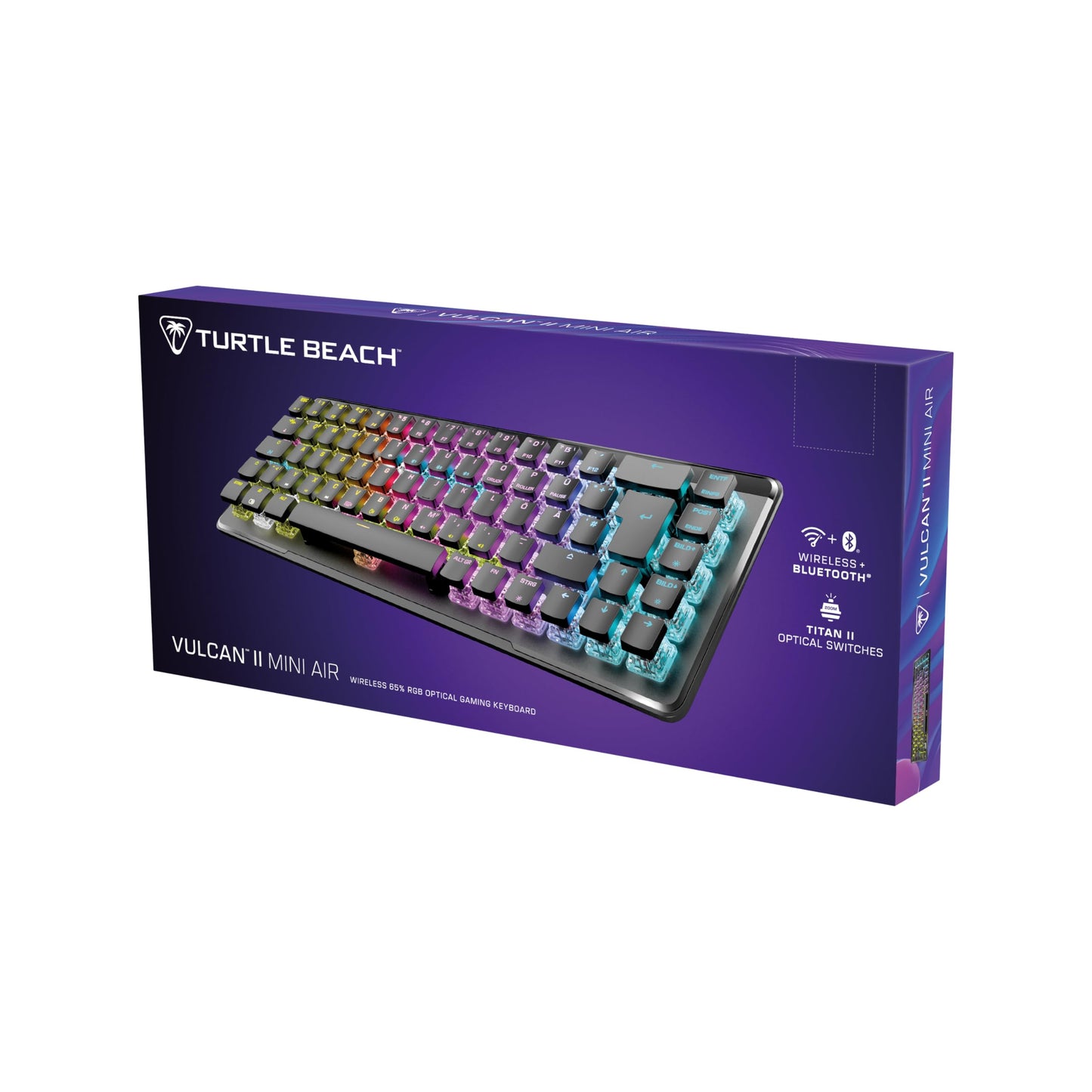 Turtle Beach Vulcan II Mini Air – Optisch-mechanische kabellose Gaming-Tastatur (65%), anpassbare RGB-Beleuchtung, abnehmbares Kabel, Smart Keys, Aluminiumplatte – Weiß