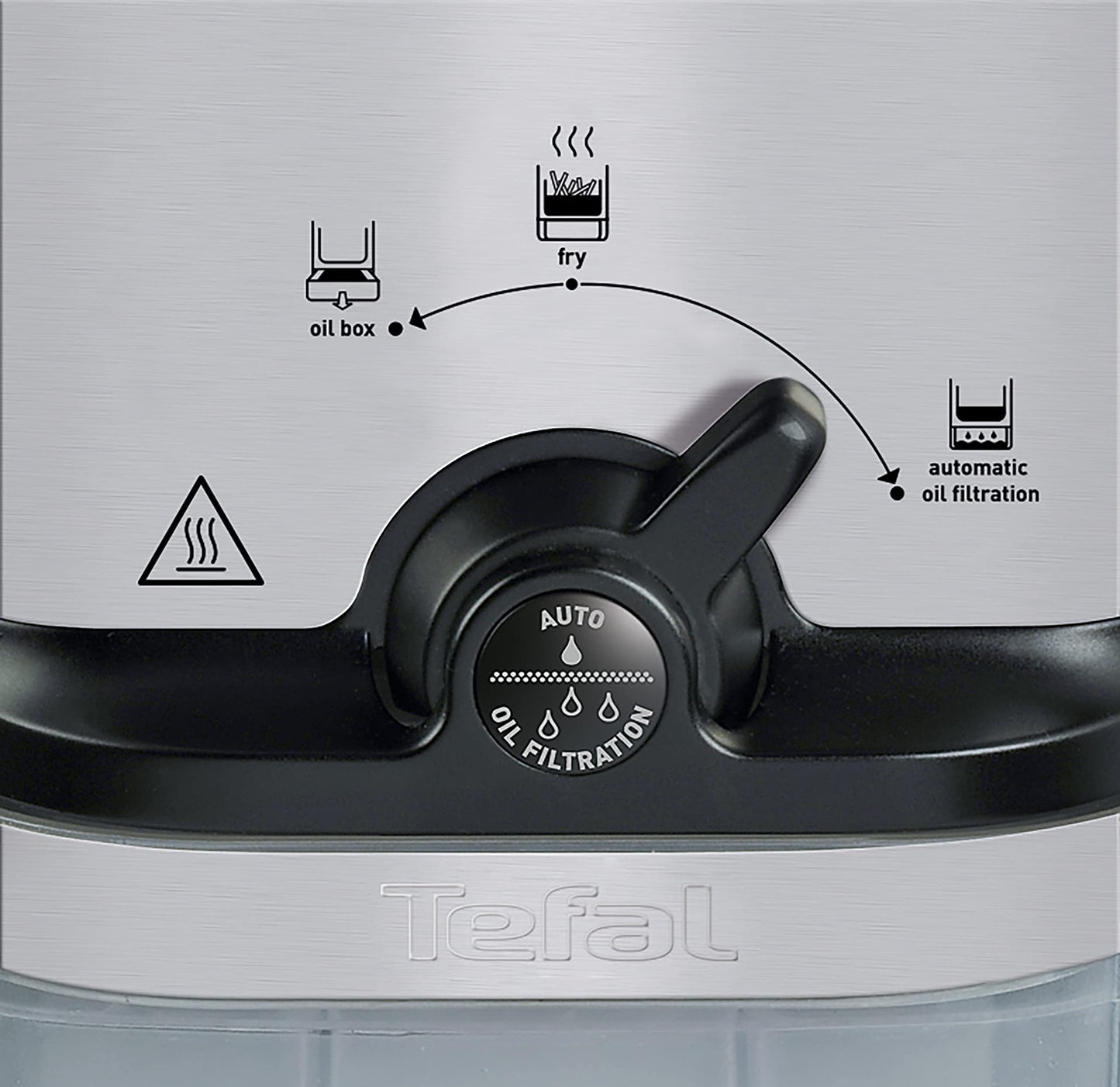 Tefal Oleoclean Pro Inox & Design Fritteuse, 2300W, Kapazität 1,2 Kg, Herausnehmbarer Ölbehälter, Automatische Öl/Fett Filterung, Timer, Thermostat, 3.5 L, Friteuse schwarz, Edelstahl, FR8040