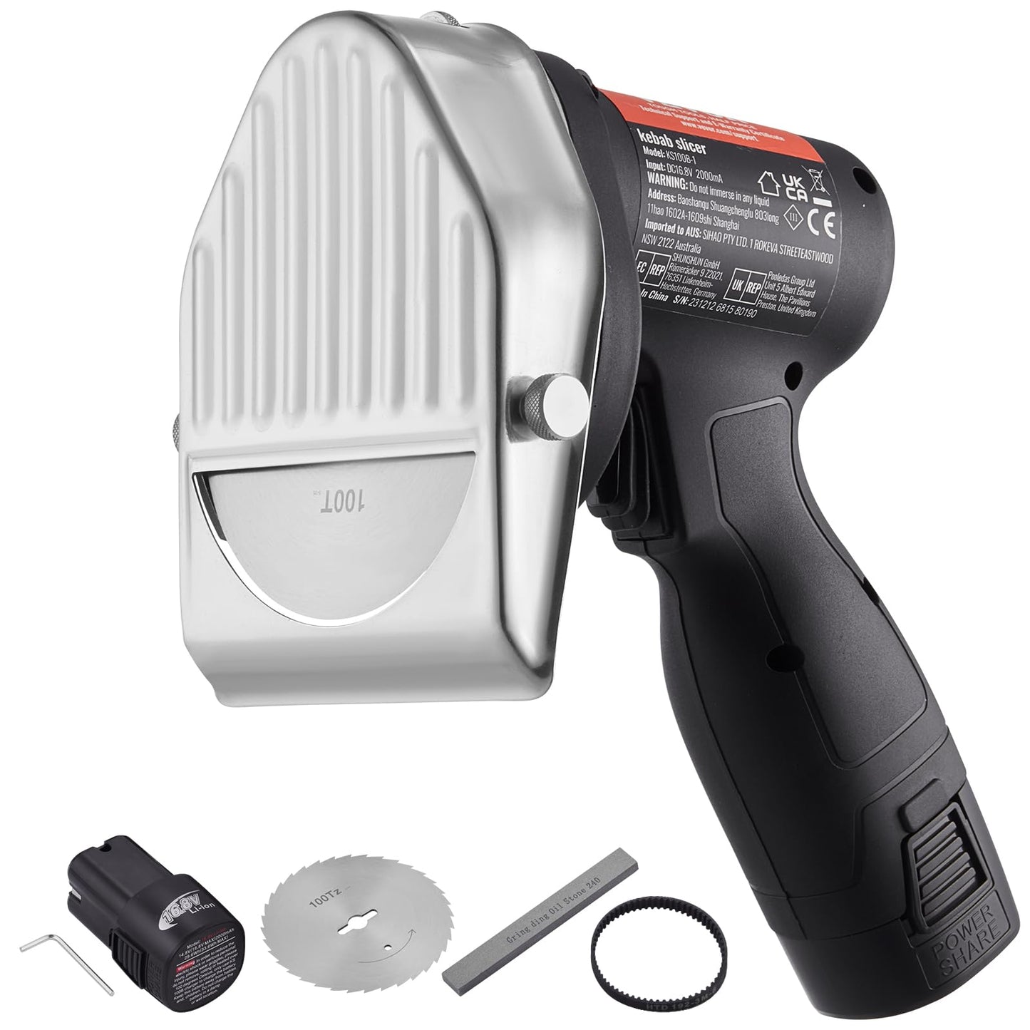 VEVOR Elektrisches Schawarma-Messer,Türkisches Kebab-Messer, Kommerzieller Gyro-Schneider aus Edelstahl, Döner-Kebab-Fleischschneider
