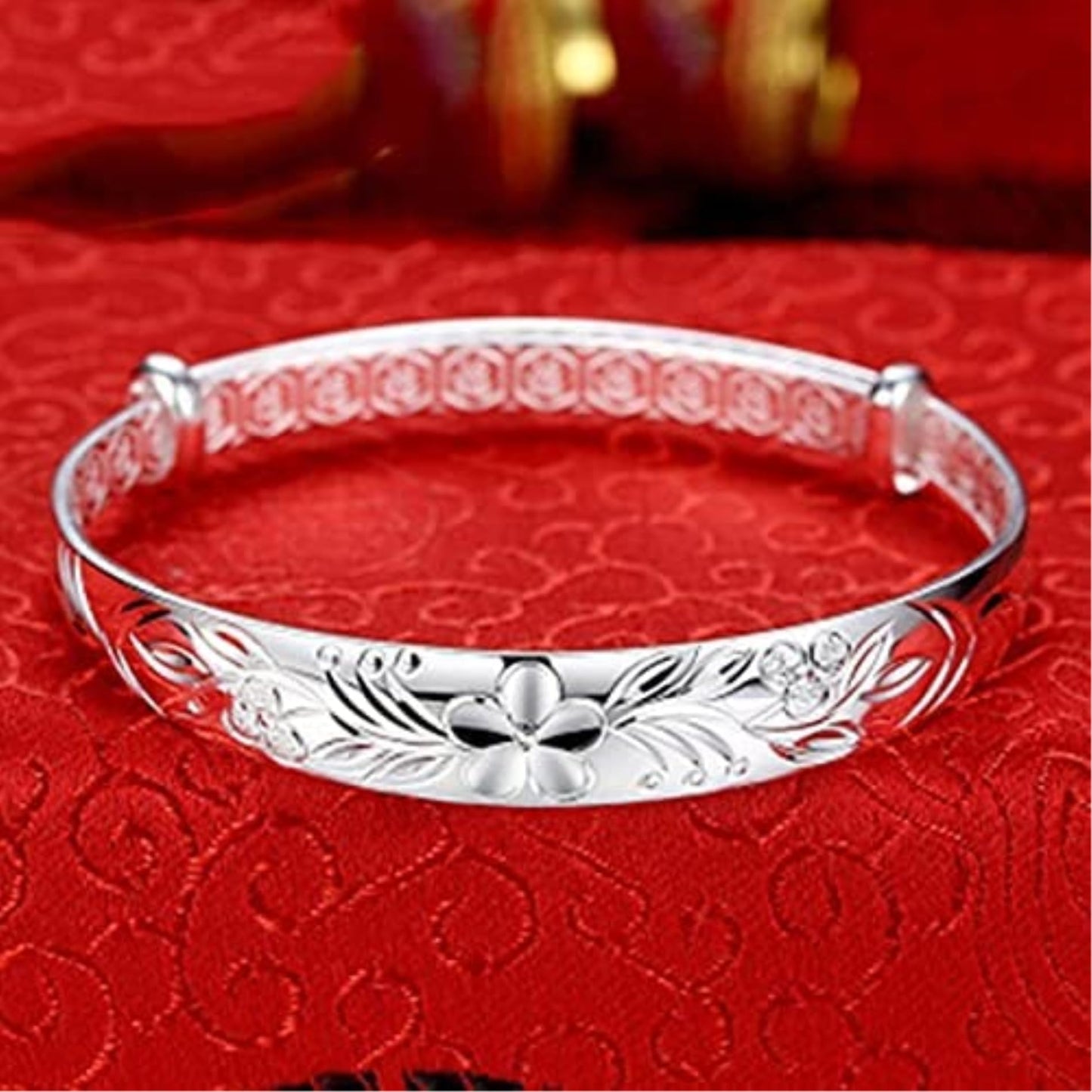 Donboly Sterling Silver Floral Cuff Bracelet