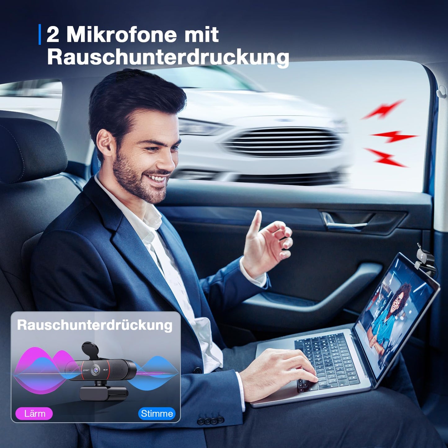 EMEET Full HD Webcam - C960 1080P Webcam mit Objektivabdeckung & Dual Mikrofon, 90 ° Streaming Kamera mit Automatische Lichtkorrektur, Plug & Play, für Linux, Win10, Mac OS