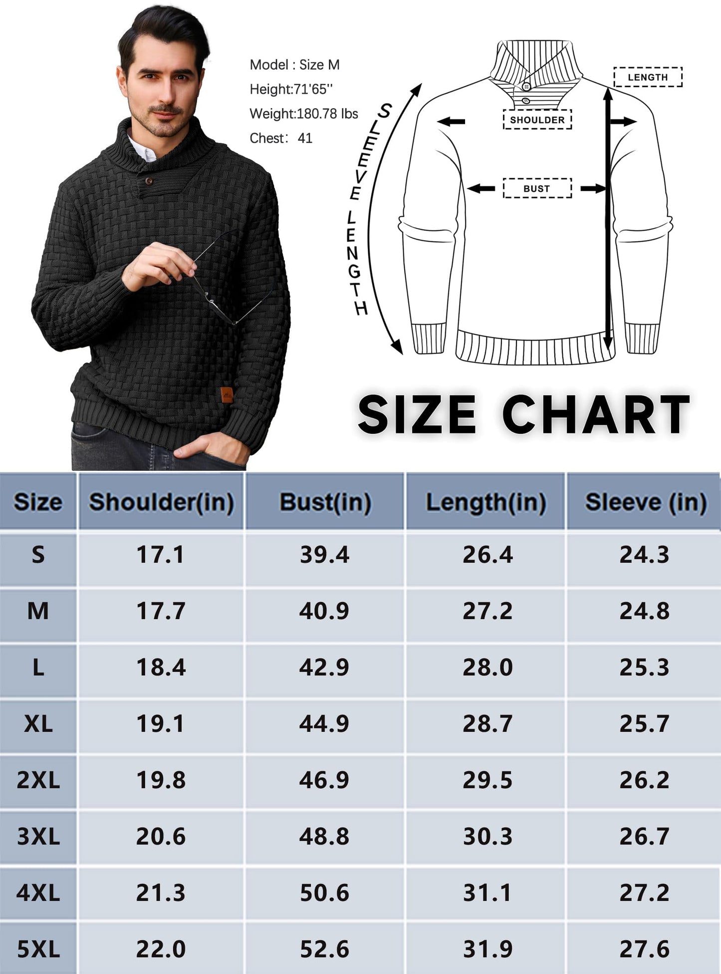 HYPESTFIT Men’s Mock Neck Sweater – Textured Knit Pullover