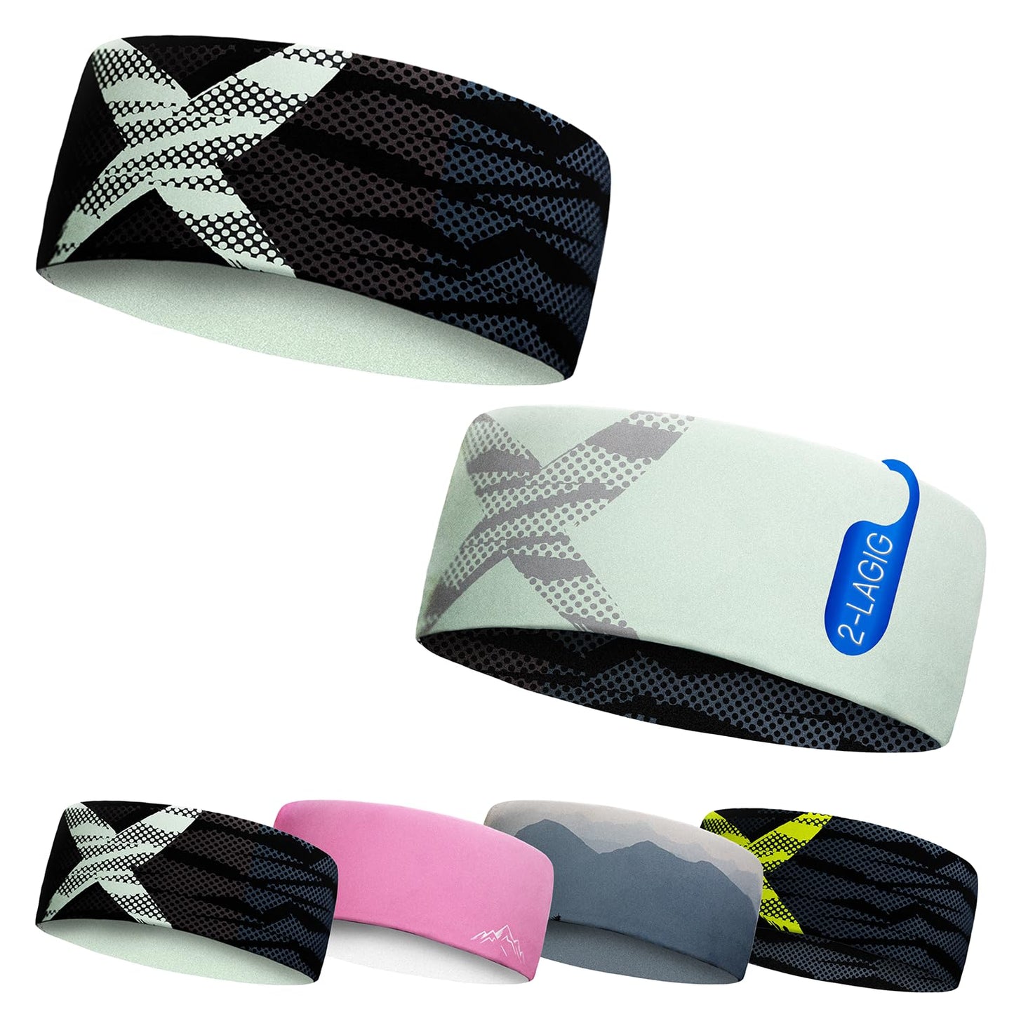 Junior 4-14 Jahre Sport Stirnband zum Wenden, 2-lagig für kalte Temperaturen, schnelltrocknend, Headband, Ohrenschützer, Schweißband, Haarband, Kopfband, Wandern, Laufen, Rad, Ski