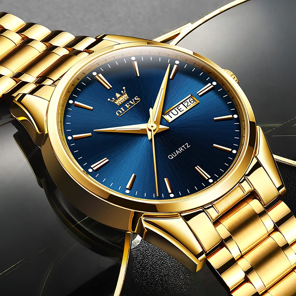 OLEVS Uhren Herren, Analoge Quarz Leucht Armbanduhr, wasserdichte Datum Edelstahl Herrenuhr, Klassische Mode Business Freizeituhren, Elegantes Geschenk für Männer