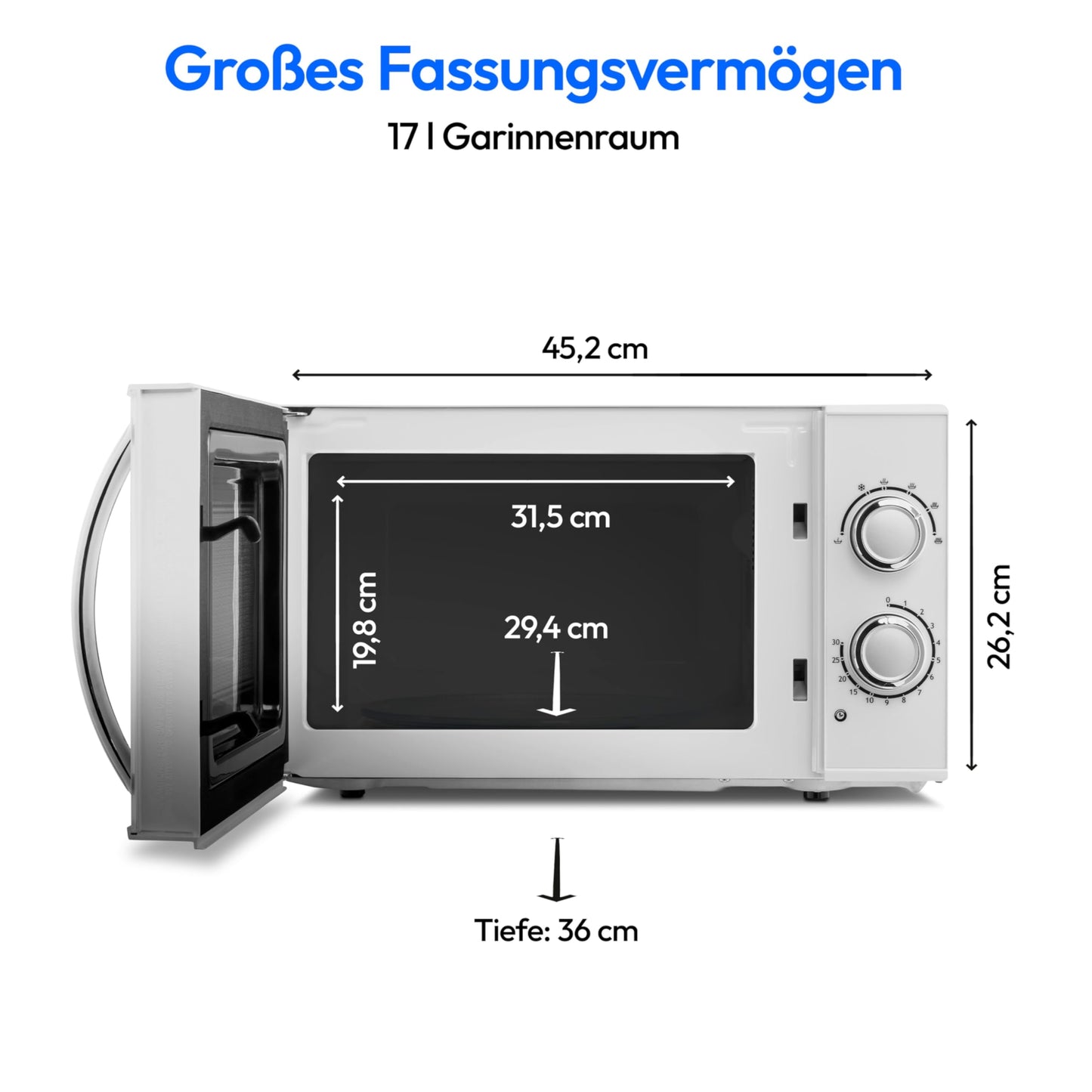 MEDION Mikrowelle, ca. 700 Watt Leistung, ca. 17 Liter Kapazität, 6 Stufen, Auftaufunktion, MD 15644, schwarz/silber