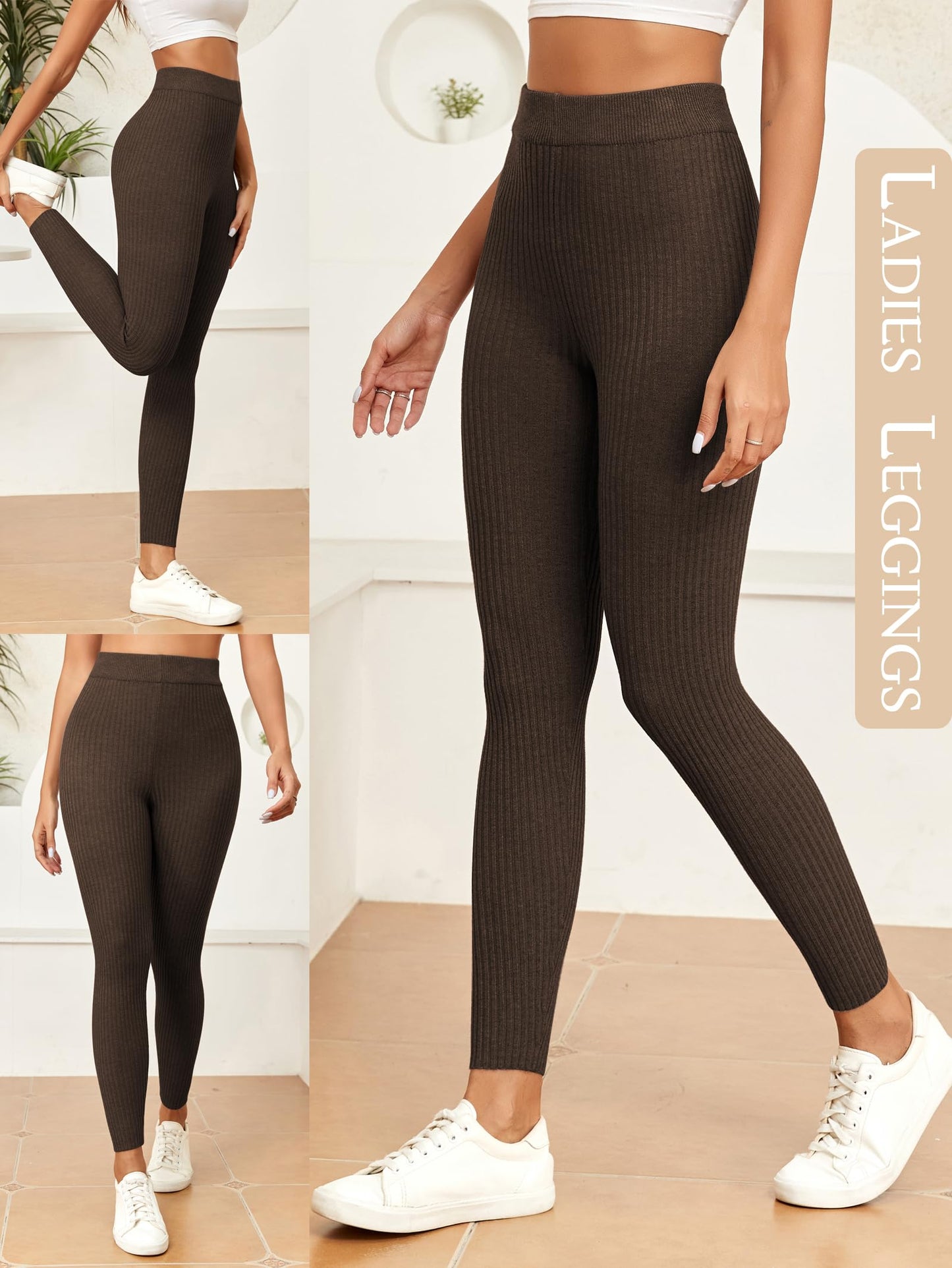 Famulily High-Waisted Ribbed Knit Leggings for Women