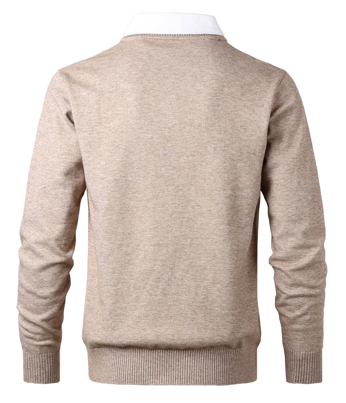 Sungerdasa Men’s 2-in-1 Mock Shirt Collar Sweater – Fine Knit Pullover
