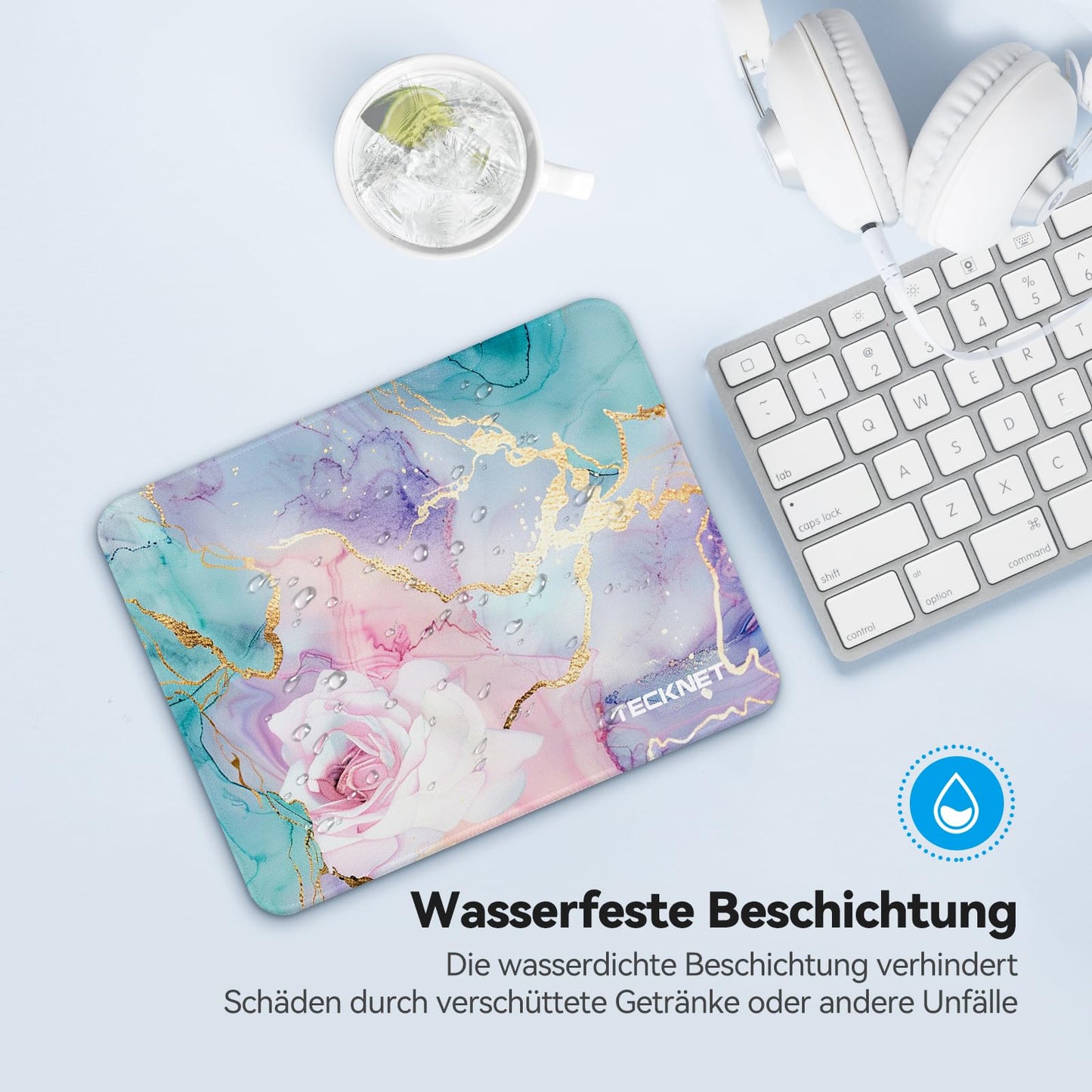 TECKNET Mauspad, 280 x 210 mm Gaming Mousepad mit Wasserdicht und Rutschfester Gummi für PC-Büro, Arbeit, Gaming, Studium, Laptop, Computer, Zuhause-Schwarz