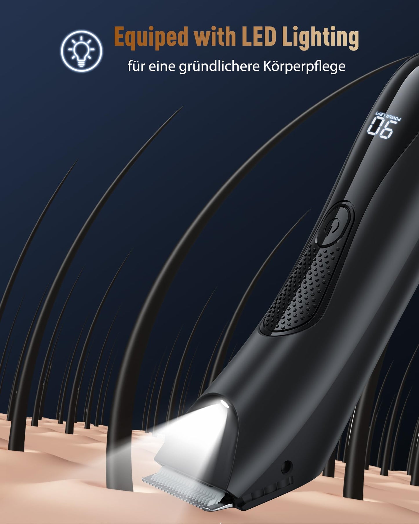 Intimrasierer Mann, RAOYAN 2 in 1 Rasierer Herren Elektrisch mit Stehender Ladestation, IPX7 Wasserdicht, Einstellbar Barttrimmer Herren, Intim Rasierer Männer für Bart, Intimbereich