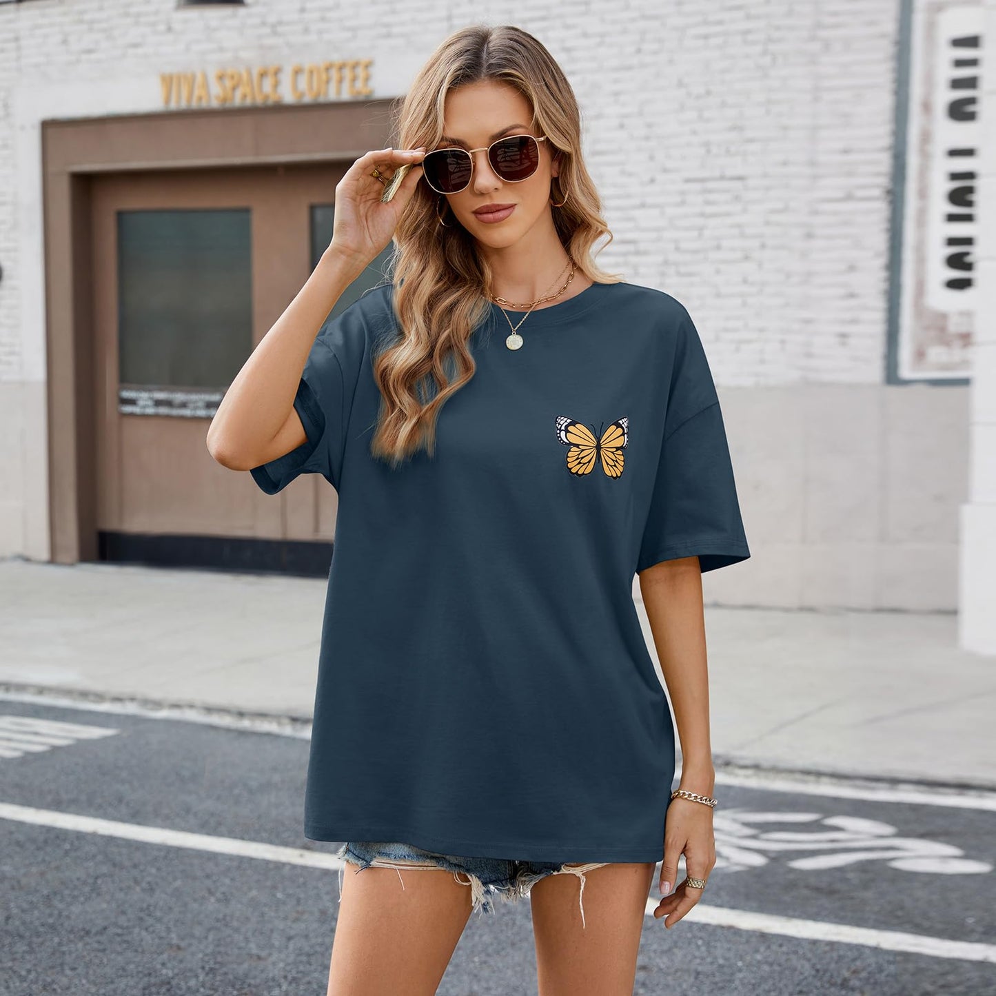 Women’s Oversized Butterfly Print T-Shirt