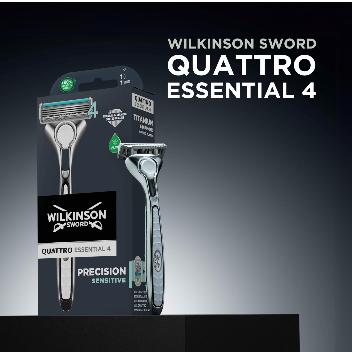 Wilkinson Sword Quattro Titanium Rasierklingen mit Herren Rasierer (sortiert Edition nicht wählbar) 8 St