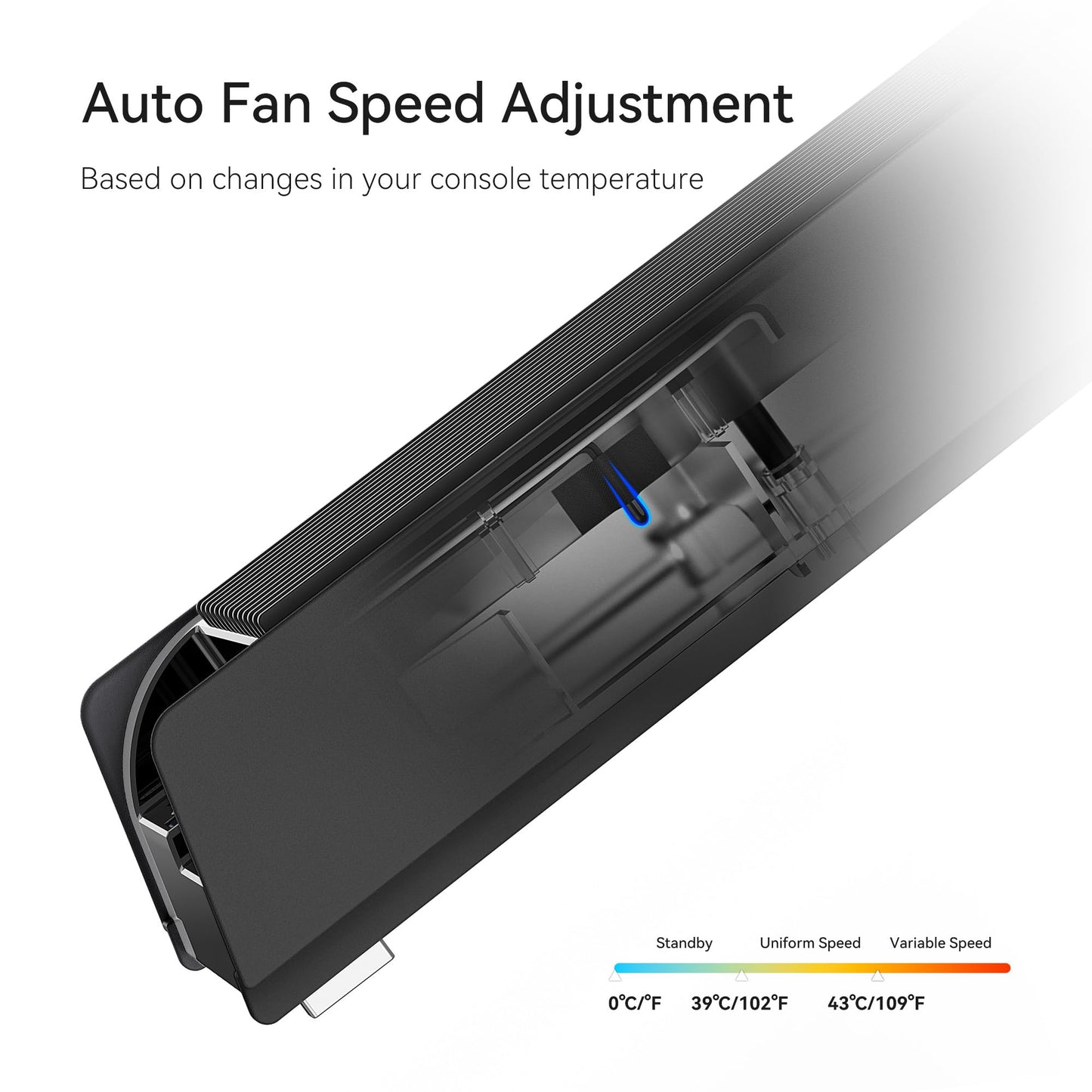 Kühlzubehör für ALTE PS5-Version, KIWIHOME PS5-Lüfter mit LED, automatischer Geschwindigkeitsregelung und USB3.0-Hubs, für PS5 Disc und Digital Edition, nicht für PS5 Slim/PS5 Pro (Weiß)
