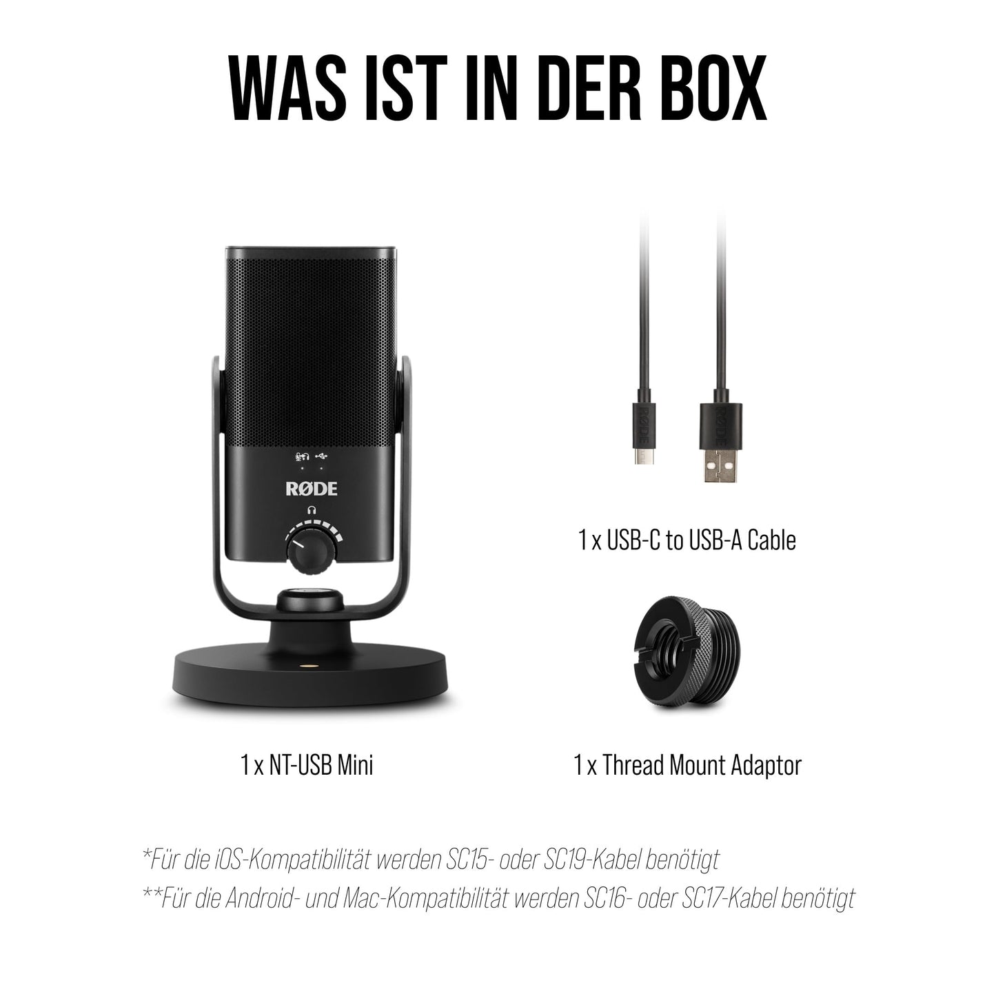 RØDE NT-USB+ Professionelles USB-Mikrofon für Profi-Audioaufnahmen direkt auf dem Computer oder Mobilgerät, schwarz