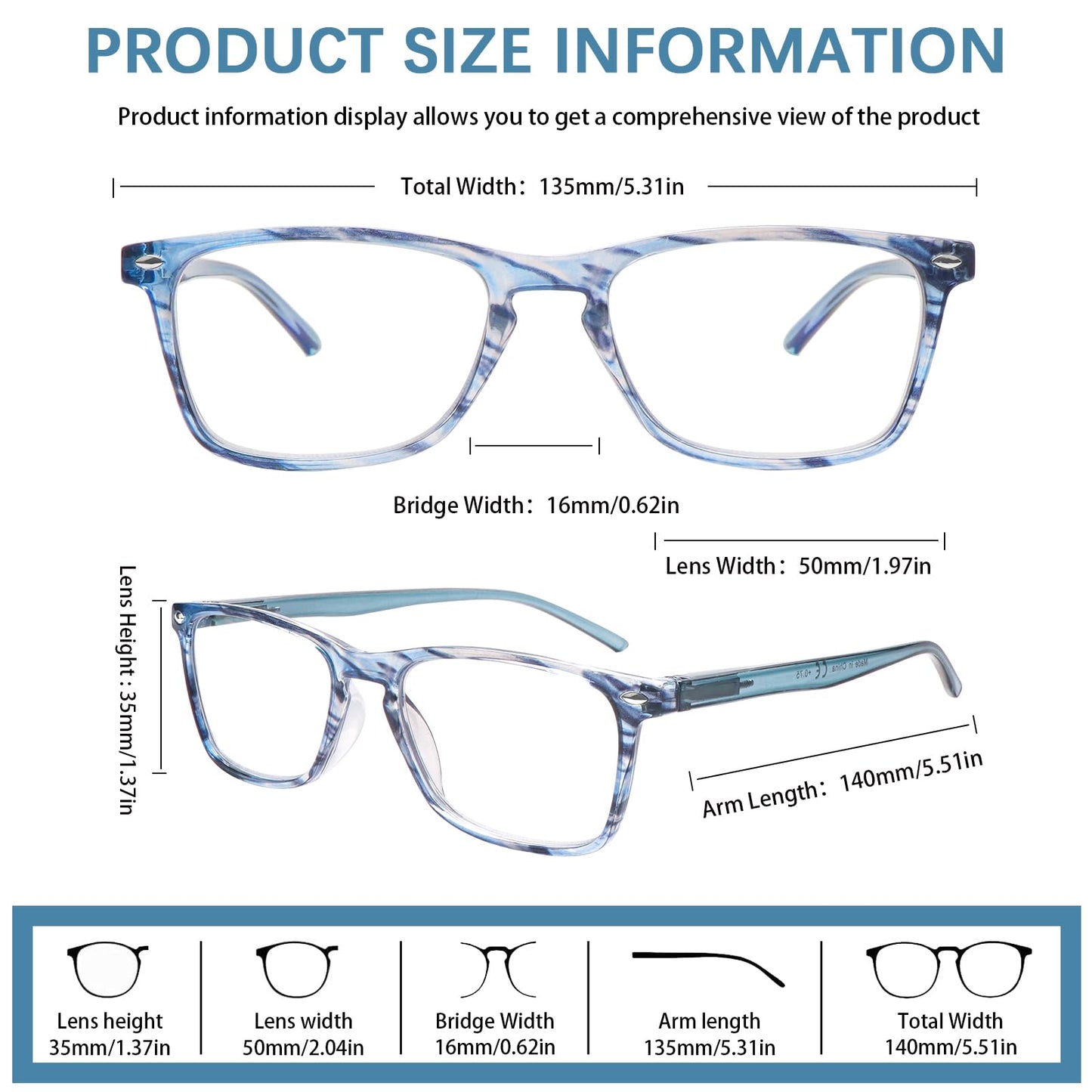 ZONLON 4er-Pack Lesebrille für Damen Modebrille Lesehilfe mit Federscharniere Blaulichtfilter Brillen Leicht und Bequem
