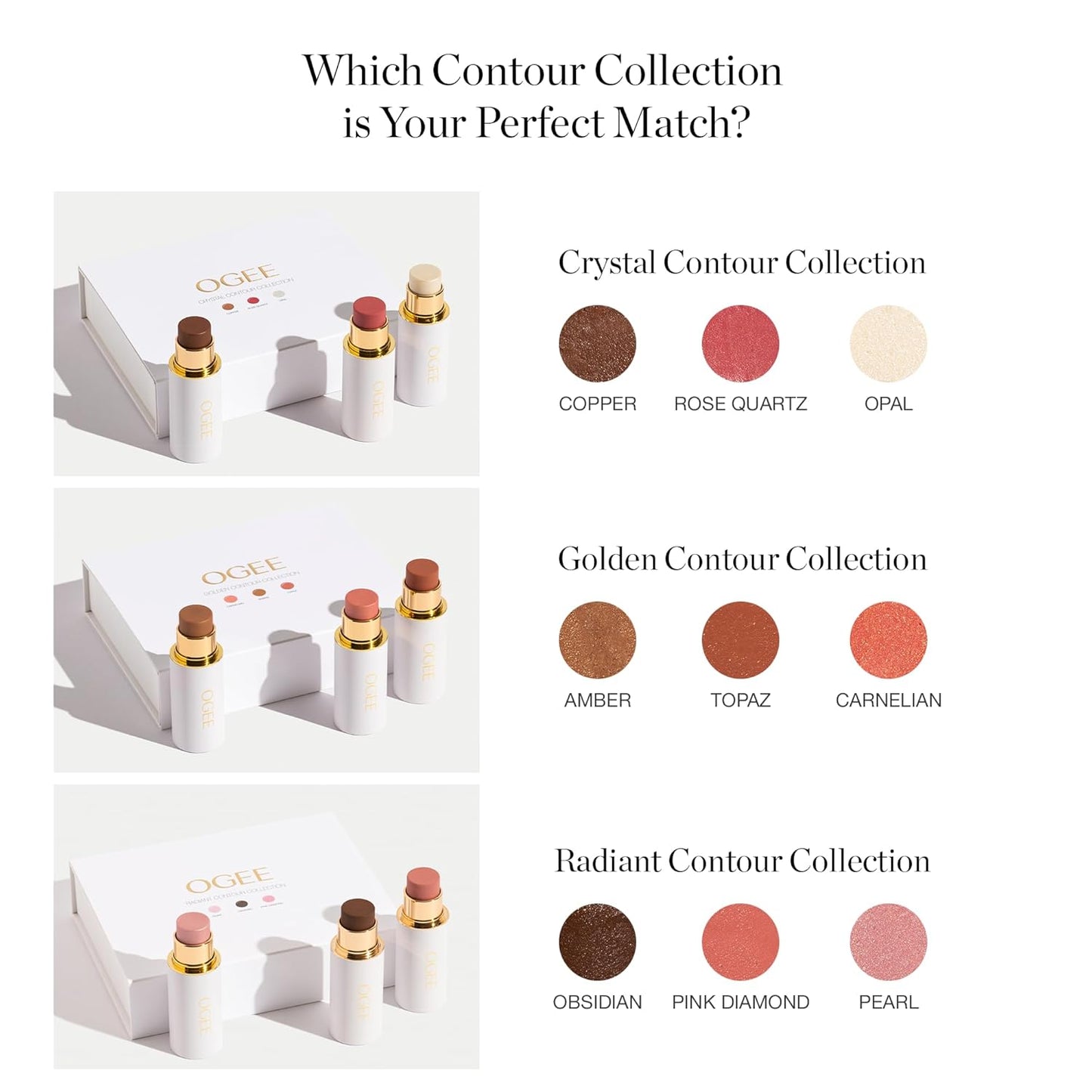 Ogee Sculpted Face Stick Trio – Crystal Contour Collection