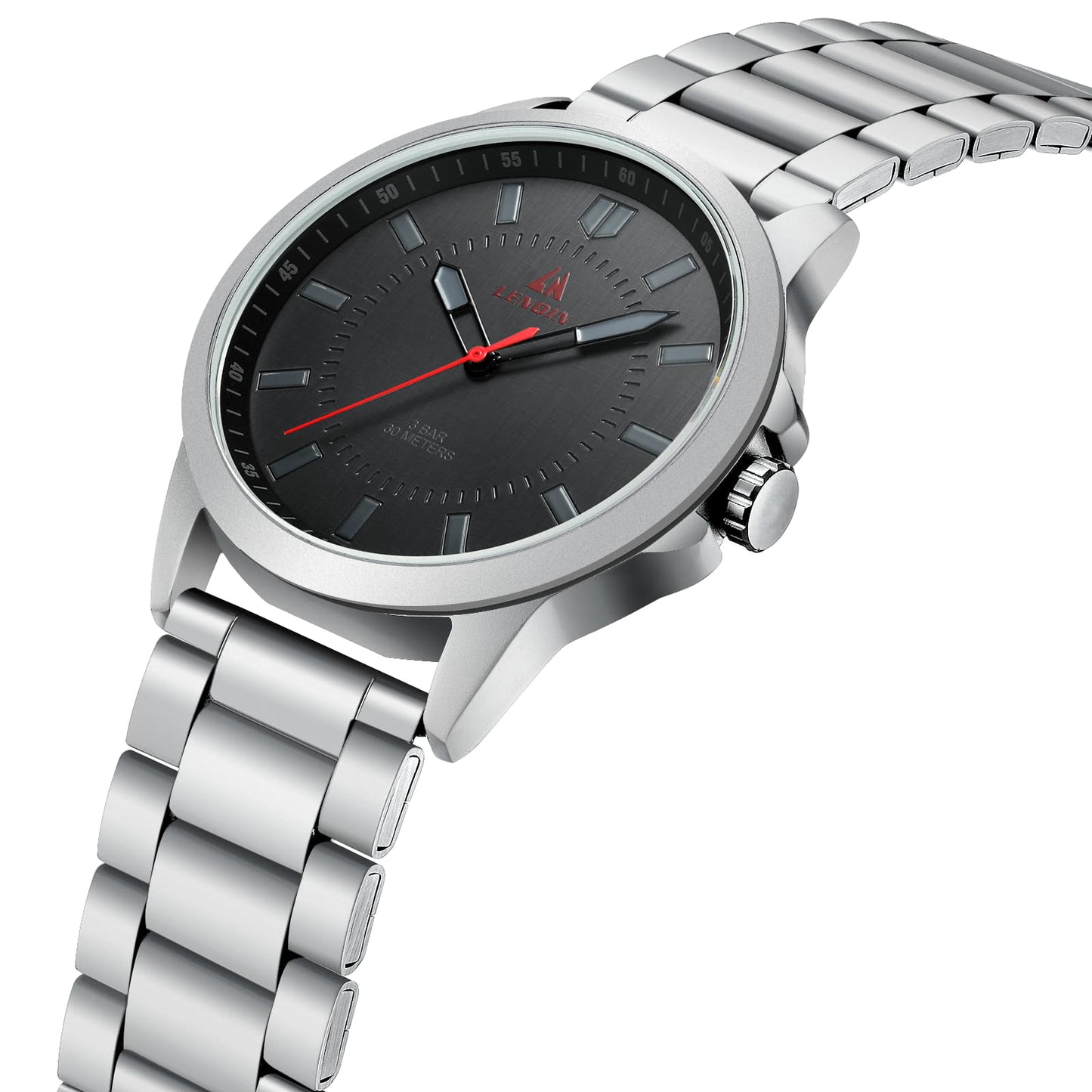 LN LENQIN Herren Uhr Edelstahl Uhren Herren Analog Quarz Uhr 30M Wasserdicht Armbanduhr Herren Mode Casual Designer Uhr für Männer