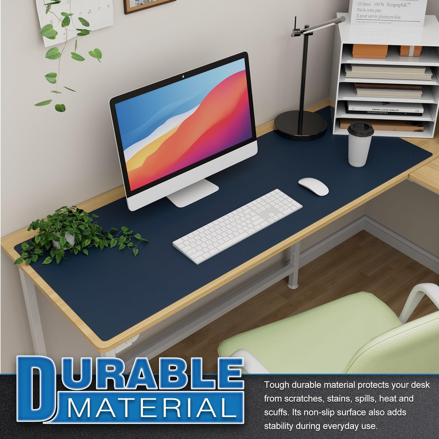 K KNODEL Tischunterlage, Schreibtischunterlage, 80 x 40cm PVC Tischunterlage, Laptop Tischunterlage, wasserdichte Schreibunterlage für Büro- oder Heimbereich, doppelseitig (Schwarz/Schwarz)