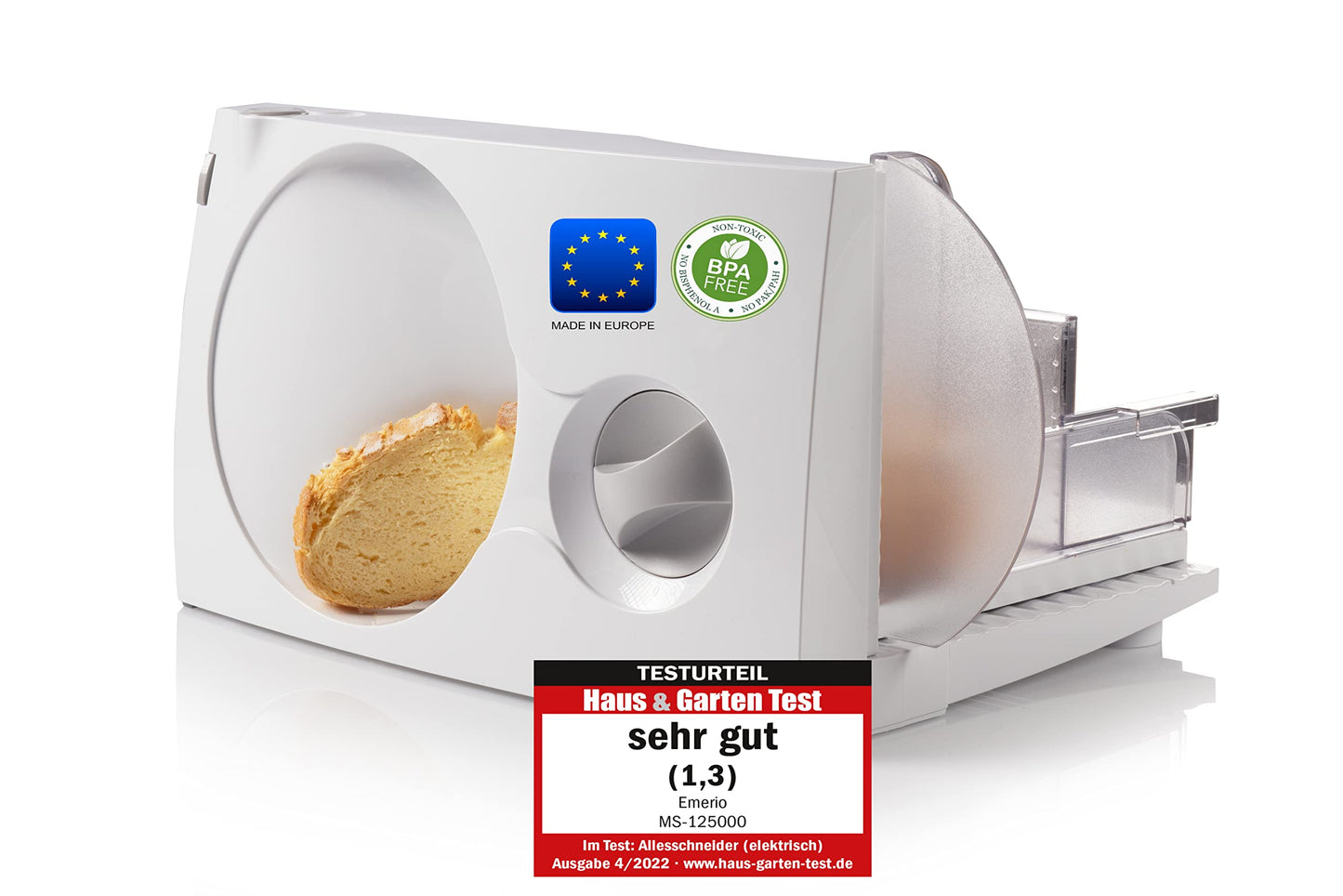 Emerio Allesschneider "Made in EU", Edelstahl Messereinheit in Deutschland produziert, einstellbar 0-17mm, BPA frei, platzsparend klappbar, mit Sicherheitsschalter, Eco 100 Watt, MS-125000.1, Schwarz