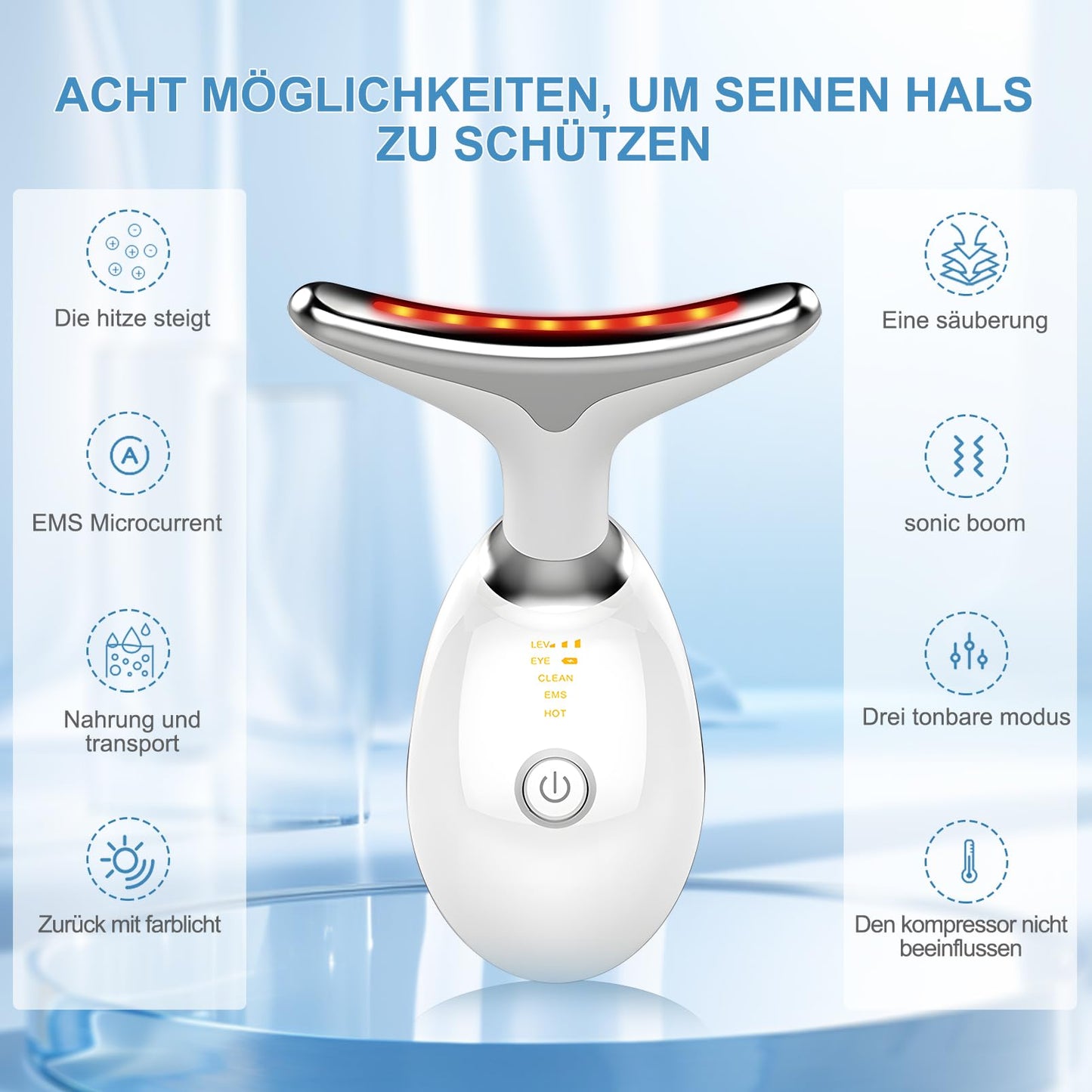 ChapStick Gesichtsmassagegerät Gegen Falten, Smart Multicolor Anti-Falten Schönheit Gerät, 3 Modi Hals Gesichtsstraffung Gerät, 45°C EMS Gua Sha Elektrisch Gesichtsmassagegerät, Straffung und Lifting