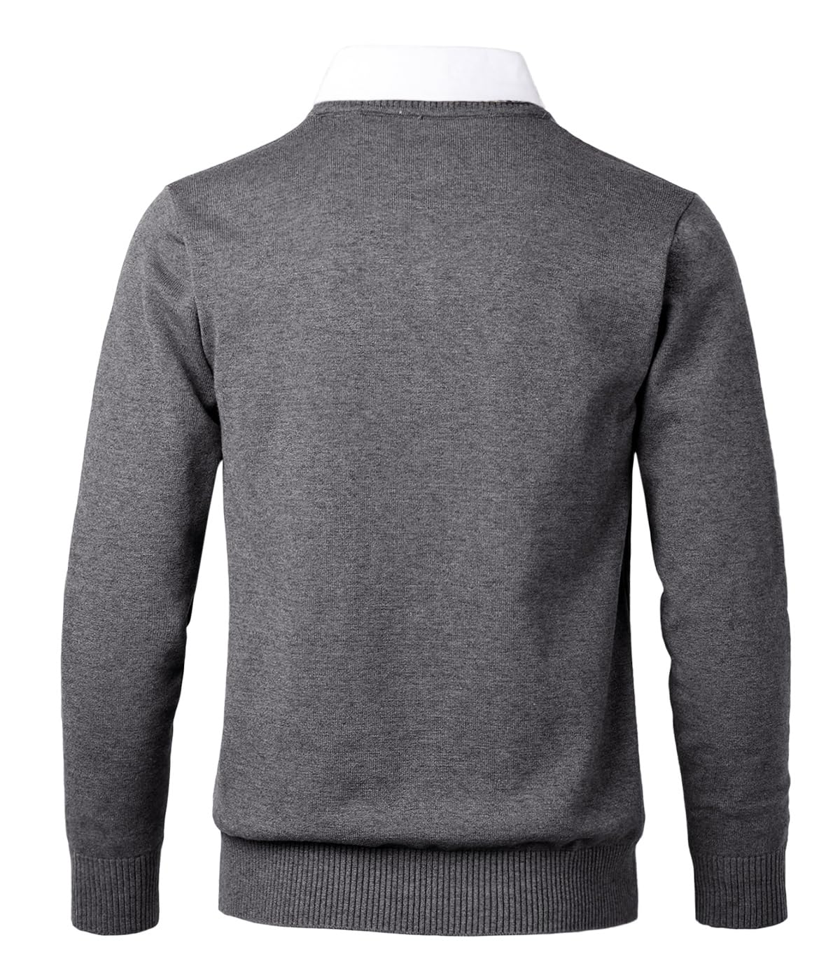Sungerdasa Men’s 2-in-1 Mock Shirt Collar Sweater – Fine Knit Pullover