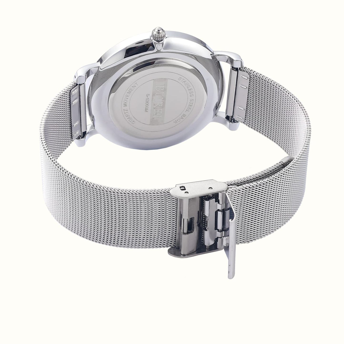 BUREI Ultra Dünne Uhren Herren Schwarze Analoges Datum Armbanduhr Herren mit Japanisches Quarzwerk, Geschenke für Männer
