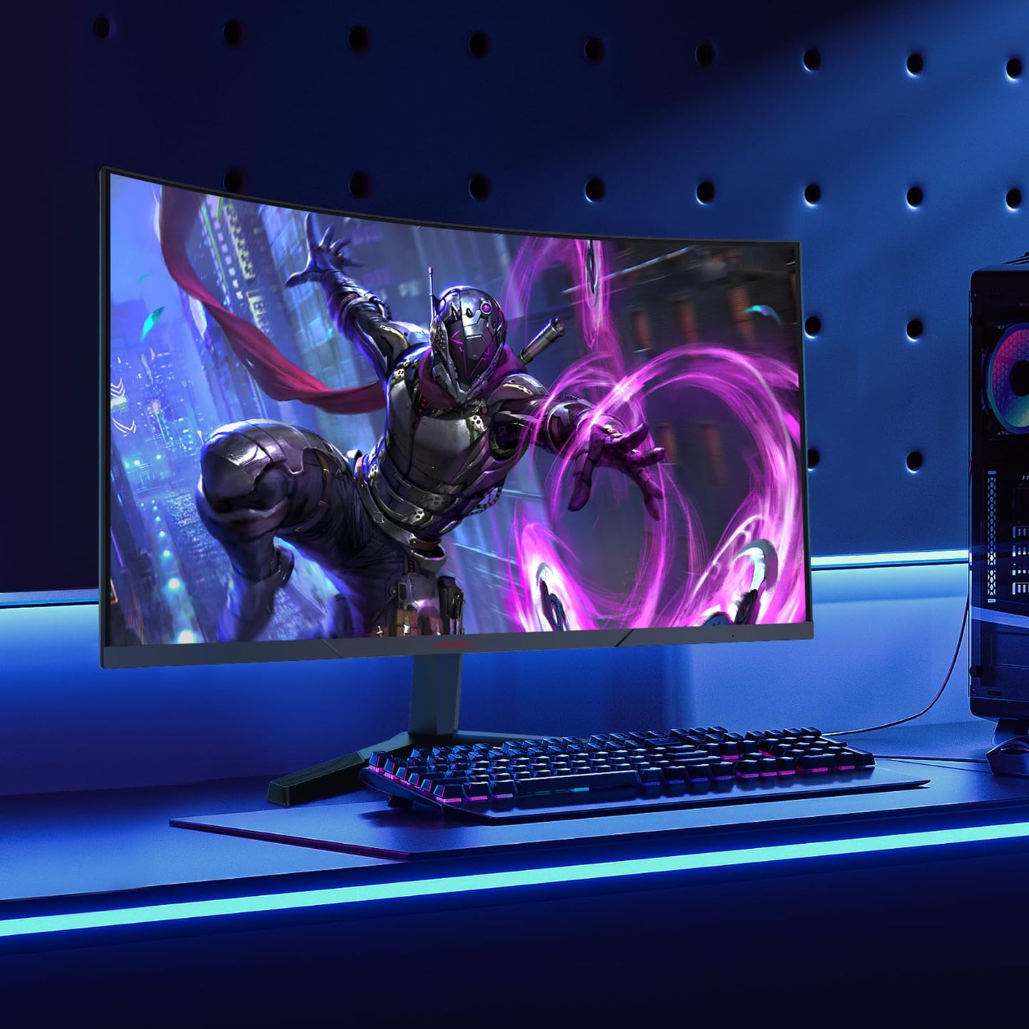KOORUI 24 Zoll Curved Gaming Monitor, FHD 1080p, 1ms Reaktionszeit,180Hz Bildwiederholraten, HDMI 2.0/DP 1.2, 250cd/m² Helligkeit