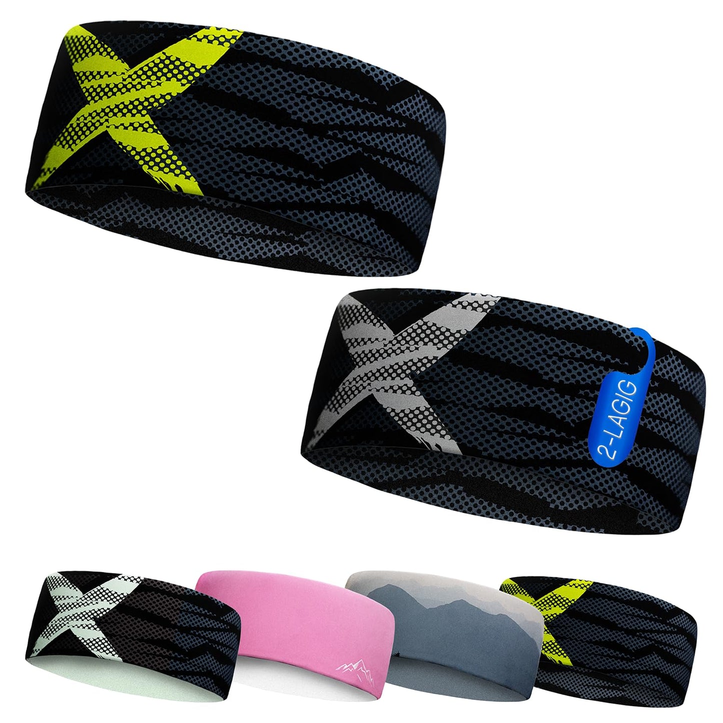 Junior 4-14 Jahre Sport Stirnband zum Wenden, 2-lagig für kalte Temperaturen, schnelltrocknend, Headband, Ohrenschützer, Schweißband, Haarband, Kopfband, Wandern, Laufen, Rad, Ski