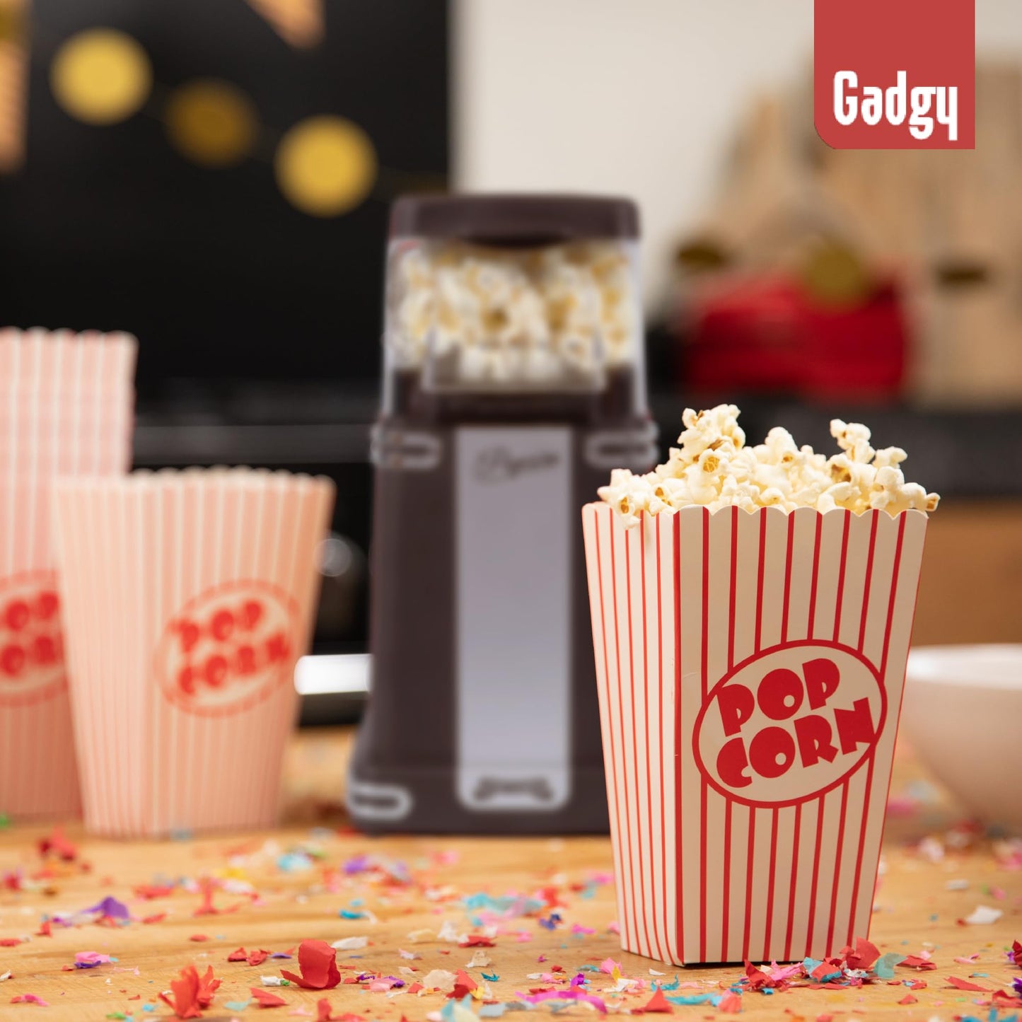 Gadgy Popcorn Maschine groß - Retro Popcorn Maker 5 L - Popcorn Maker mit Antihaftbeschichtung und abnehmbarer Heizfläche - Popkorn Maschine rot - Popcornmaschine 800W - Popcorn machine