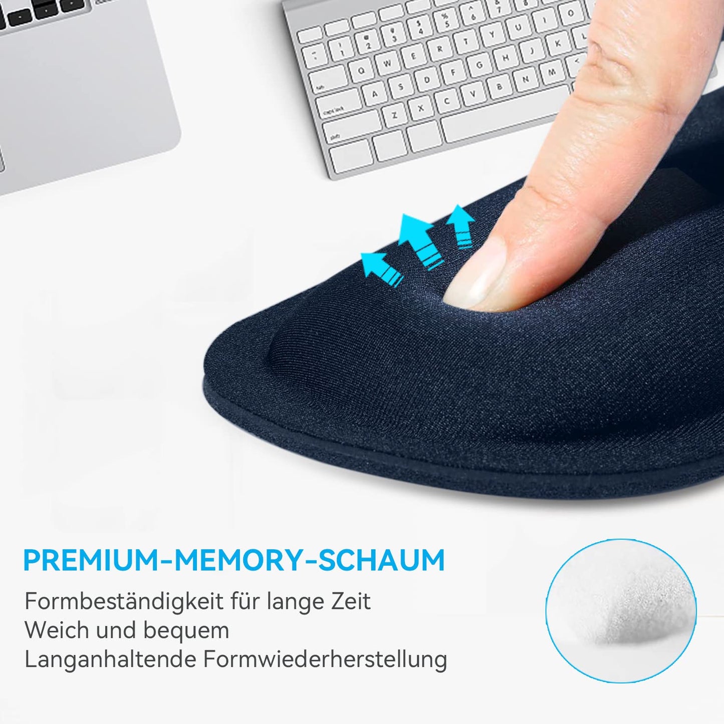 TECKNET Mauspad mit Gelkissen, Memory Foam Mousepad Ergonomisches Wasserdicht Komfort Mausmatte mit Handgelenkpolster Handauflage für Alle Maus Offfice Heim Computer Laptop