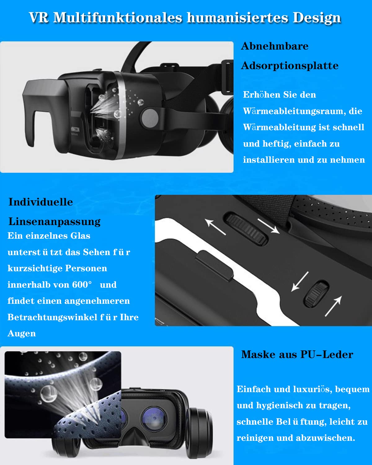 VR Brille für Handy,VR Headset Virtual Reality Brille 3D mit Bluetooth Fernbedienung Erleben Spiele für Android/iOS 4,7-7,2 Zoll Handys Kinder Erwachsene Geschenk 2023 New
