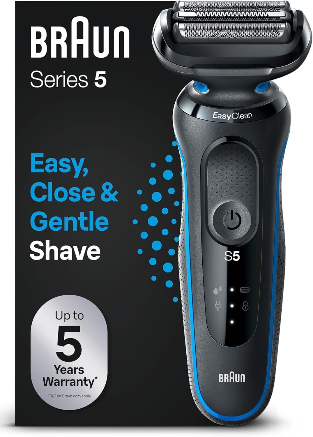 Braun Series 5 Elektrorasierer mit EasyClick Barttrimmer Aufsatz, Rasierer Herren Elektrisch Ladestation, EasyClean, Wet & Dry, rasierapparat, trockenrasierer, Made in Germany, 51-M4500cs, mintgrün