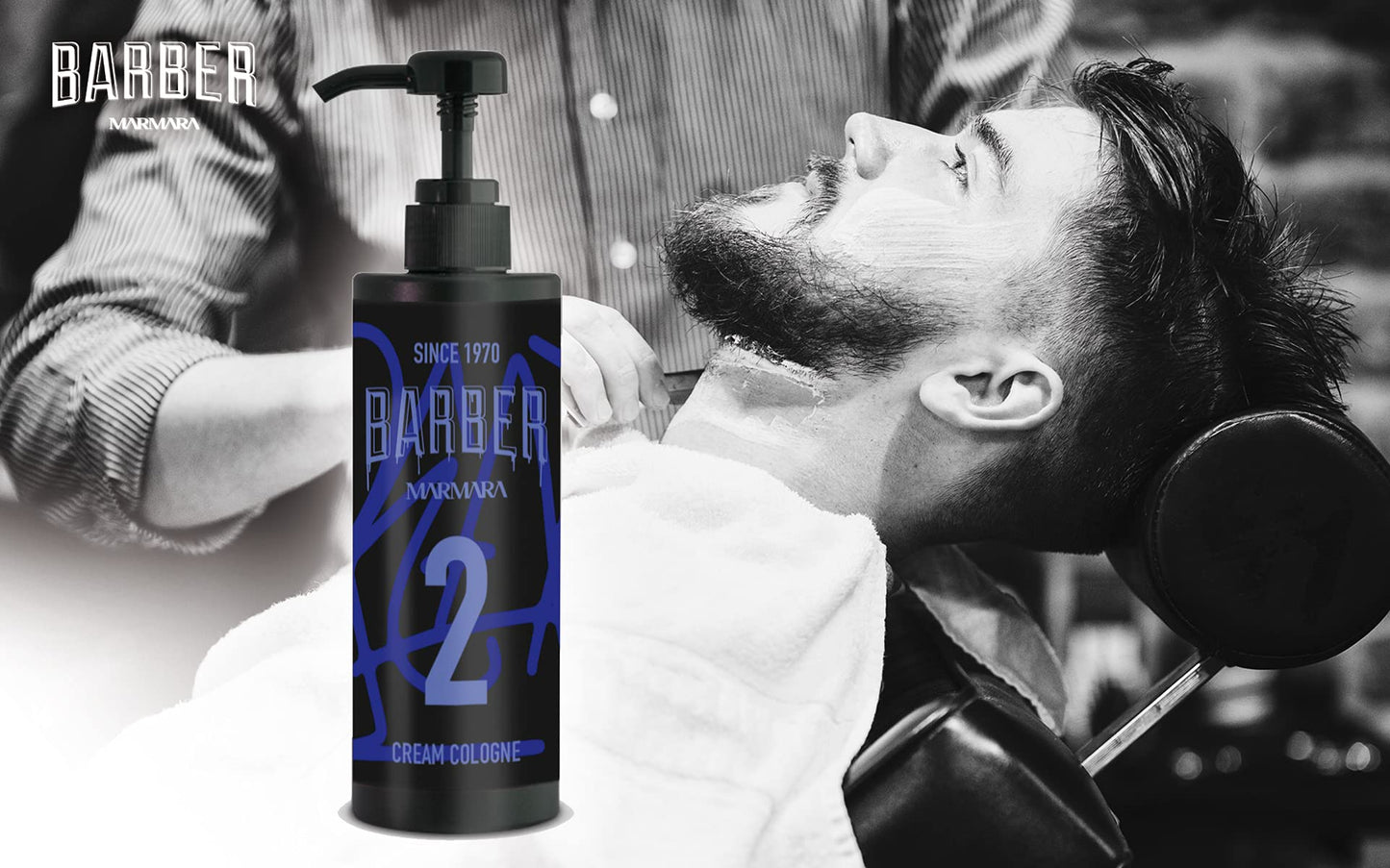 BARBER MARMARA No.2 After Shave Balsam Herren - Cream Cologne Men - 400ml - Männer Aftershave Gel - Rasur Nachbehandlung - pflegt und kühlt - gegen Rasur Brand - Gesichtspflege - Barbershop-Duft