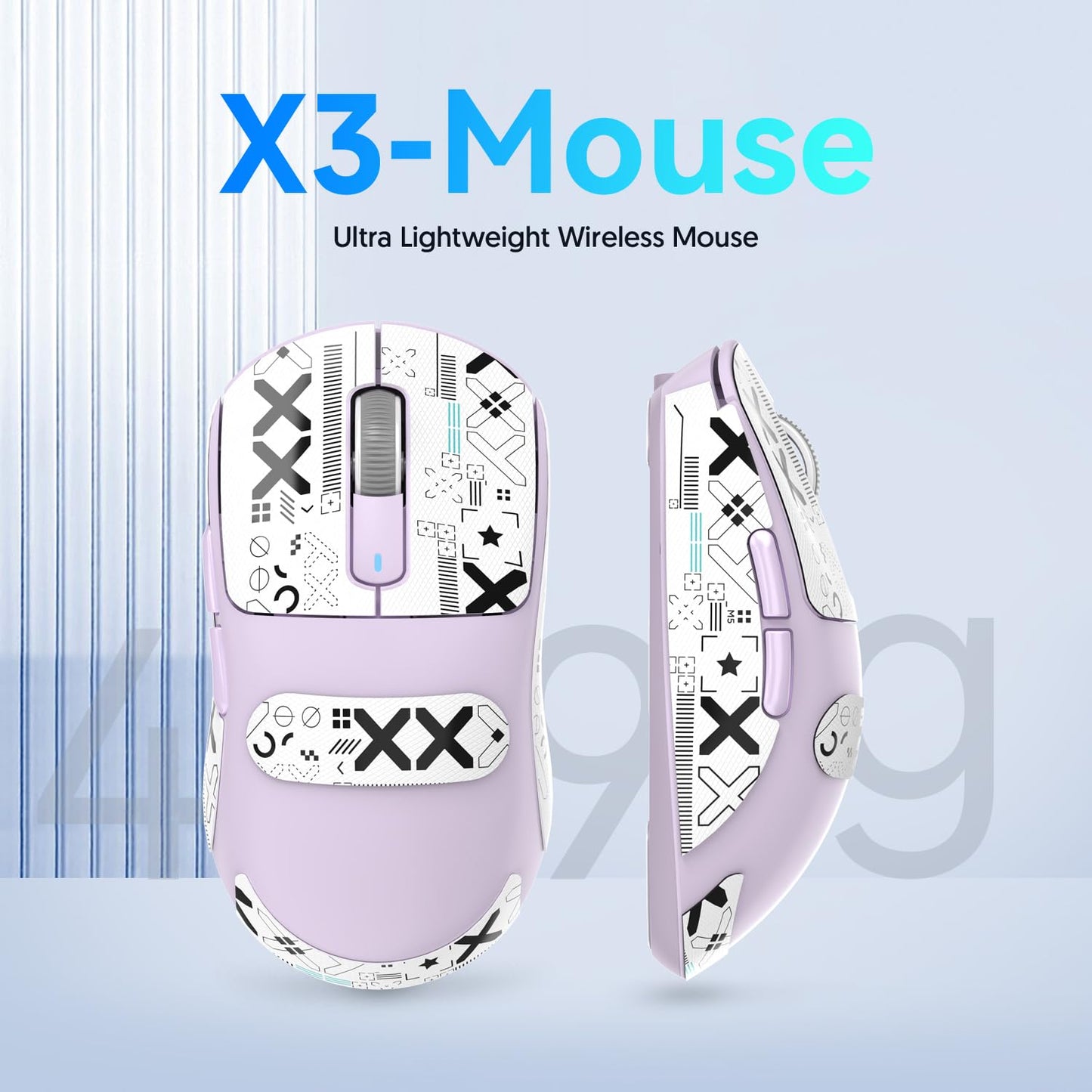 ATTACK SHARK X3 49g Ultralight Mouse, PixArt PAW3395 Gaming Sensor, BT/2.4G Wireless/Wired Gaming Mouse, 26000 DPI, 200 Hours Battery, Office Mice for Win11/Xbox/PS/Mac (White)