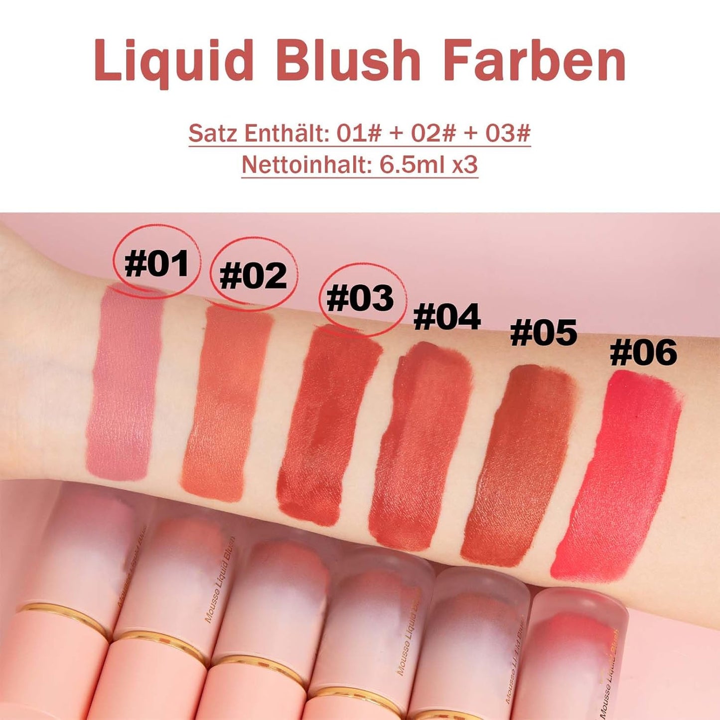 EONFAVE Blush Stick Liquid – 3-Color Waterproof Cream Blush Set