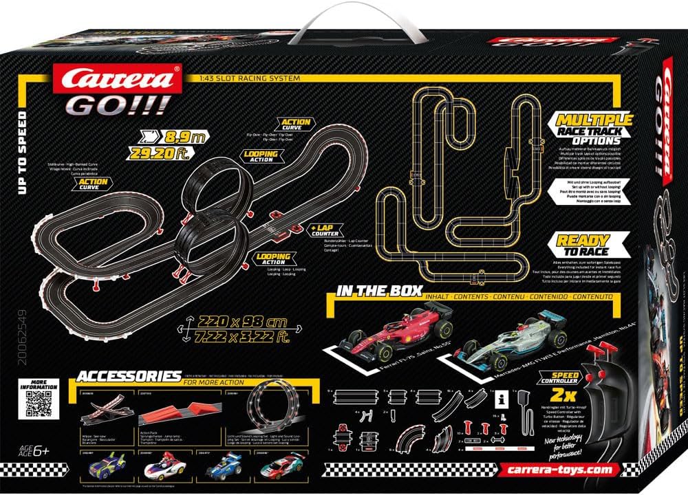 Carrera GO!!! Up to Speed Rennbahn-Set I Rennbahnen und lizensierte Slotcars | bis zu 2 Spieler | Für Jungs und Mädchen ab 6 Jahren & Erwachsene