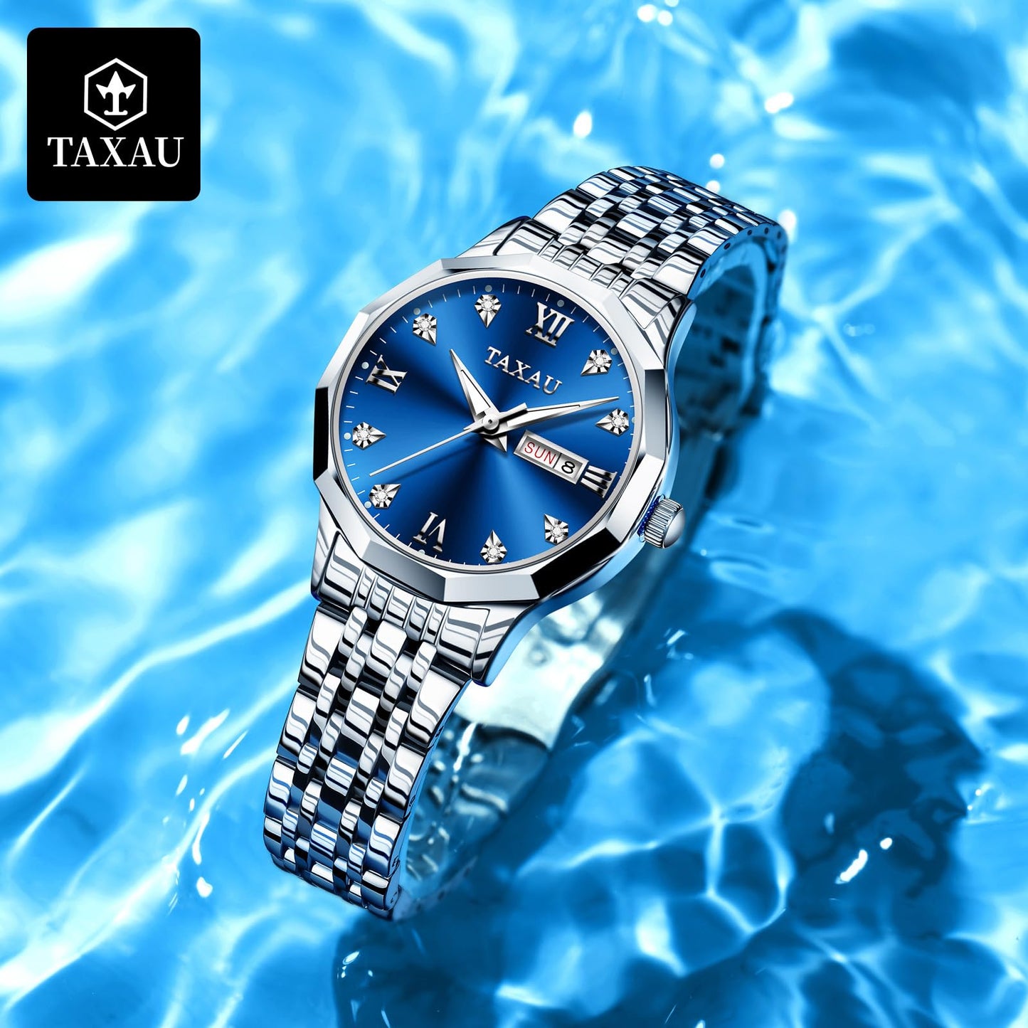 Taxau Uhr Frauen Luxus Edelstahl Uhren Frauen Kleid für Frauen wasserdichte Analog Quarz Damenuhren Klassische Reloj para Mujer