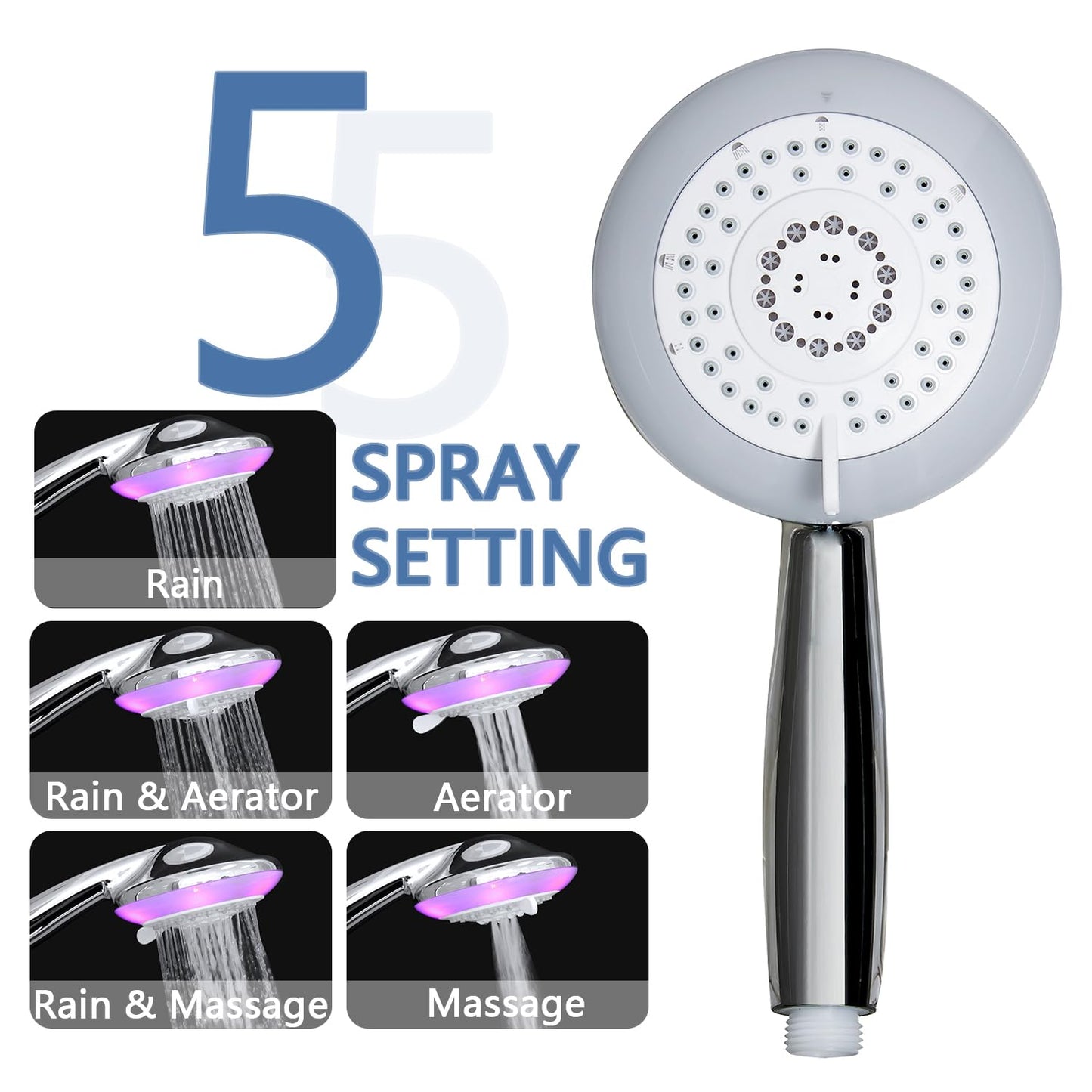JINYOMFLY Regendusche Duschkopf mit LED, Regendusche mit LED Beleuchtung, Dusche Kopfbrause LED, 7 Farben Wechseln Automatisch, 2 Duschmodi