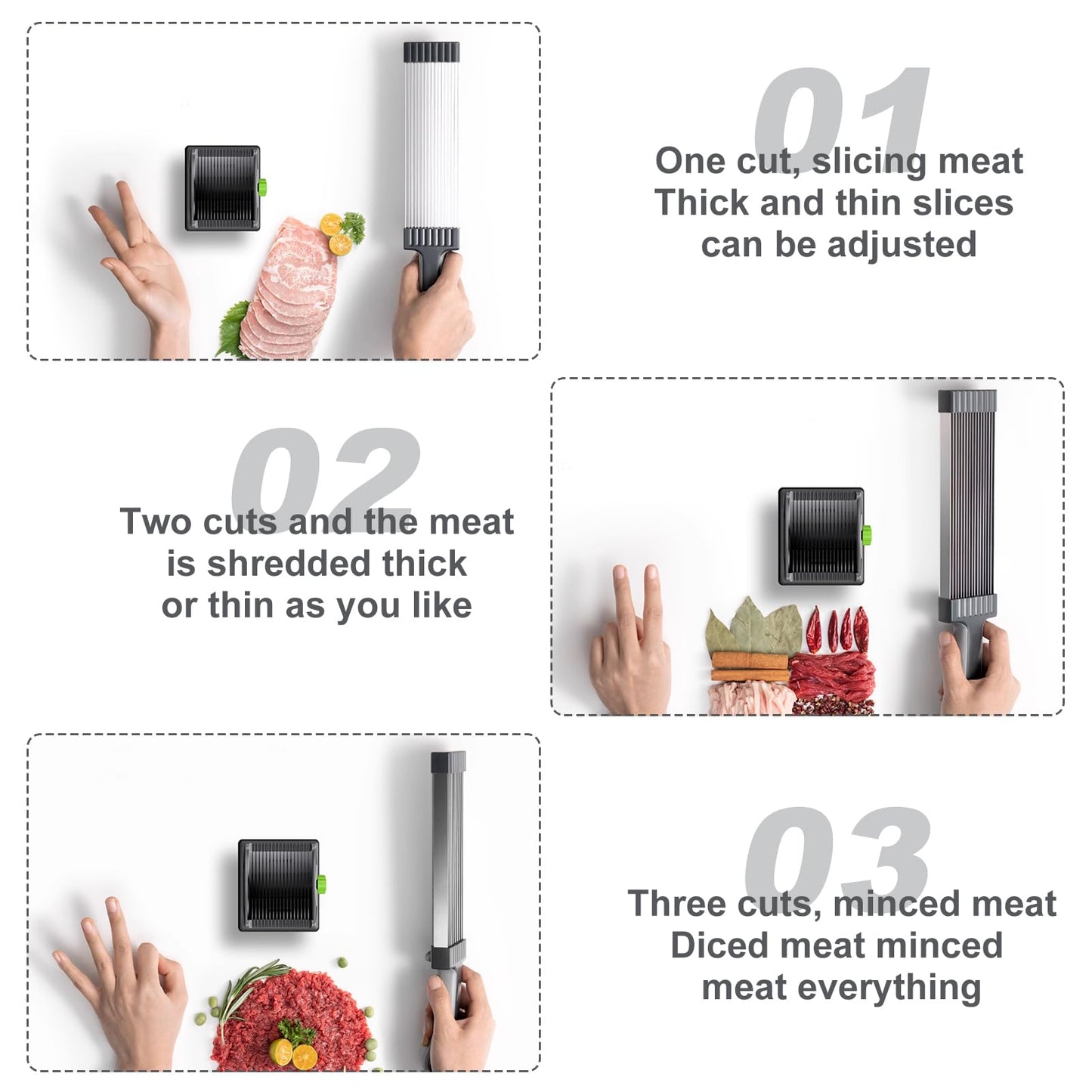 Meat Slicer, Stainless Steel All-purpose Slicer, Butcher's Hatchet Adjustable Meat Cutter, 2-4 mm Thick, Manual Meat Cutting Machine for Meat, Cheese, etc. (Pack of 1)