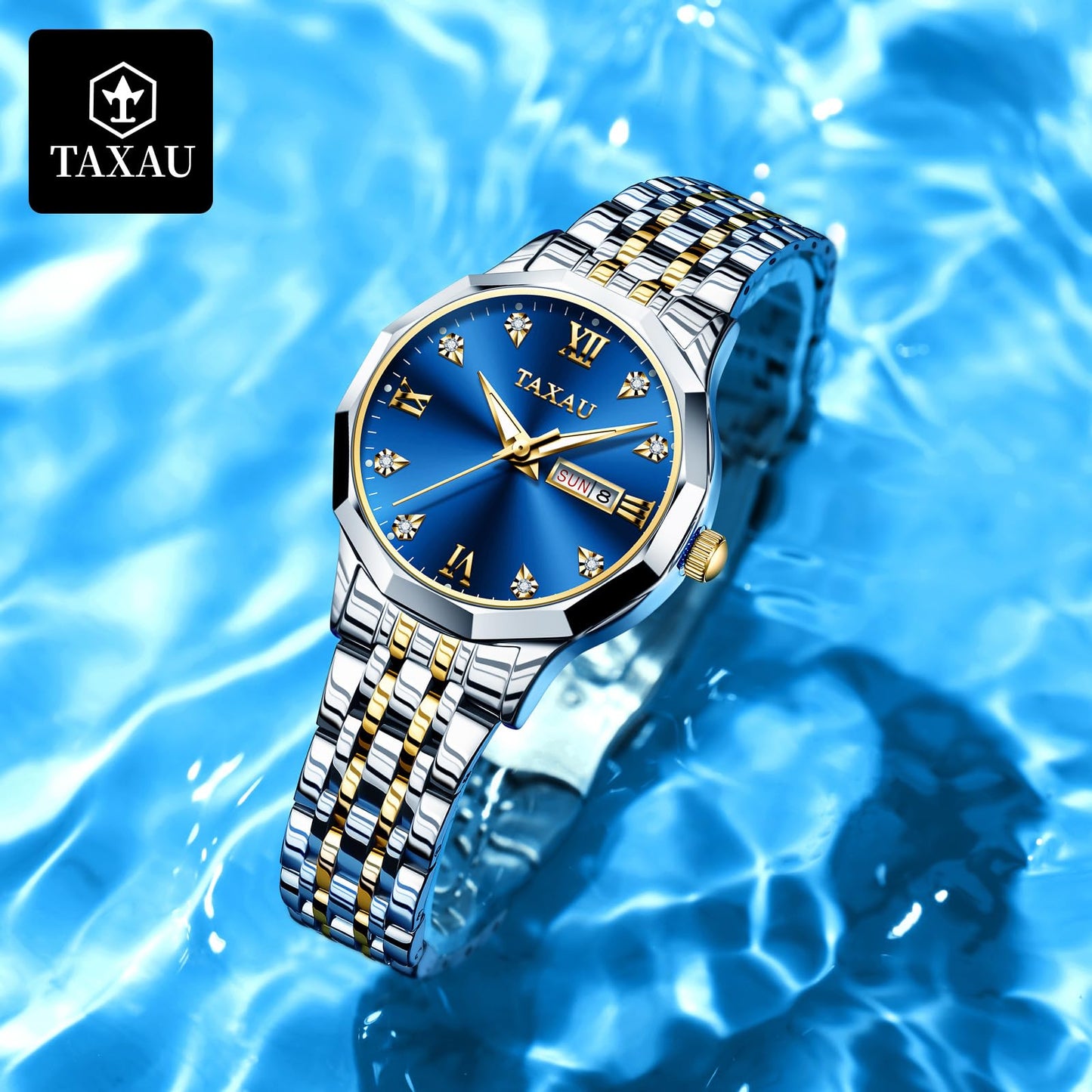Taxau Uhr Frauen Luxus Edelstahl Uhren Frauen Kleid für Frauen wasserdichte Analog Quarz Damenuhren Klassische Reloj para Mujer