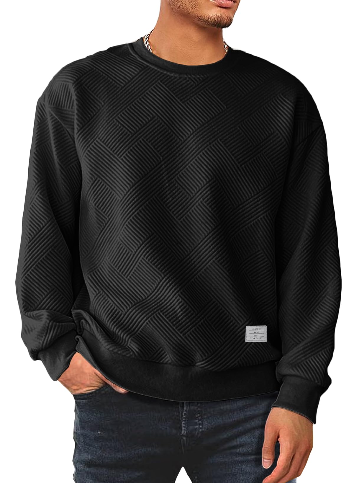Men’s Crew Neck Colorblock Sweatshirt – Casual Raglan Pullover