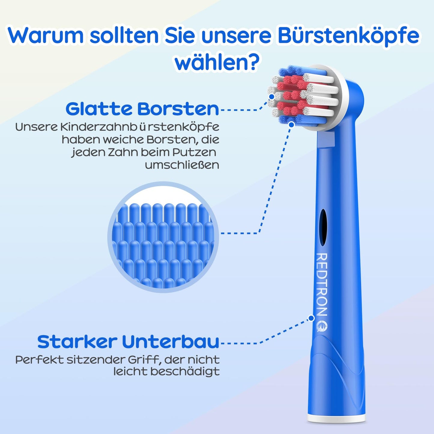 REDTRON-Kinderzahnbürstenköpfe für Oral B, Zahnbürstenköpfe für oral b Tiefen-und Präzisionsreinigung, mehrfarbige elektrische Bürstenköpfe für Kinder (4er-Pack)