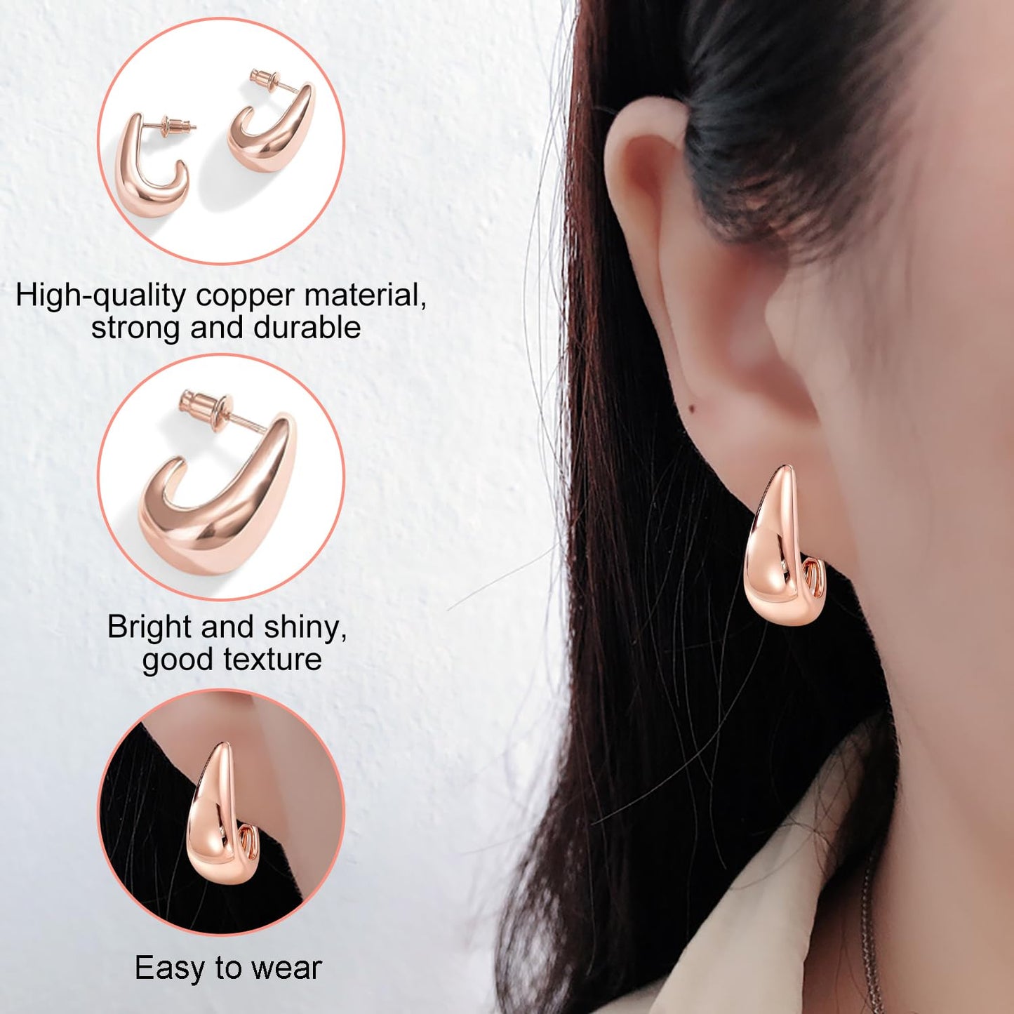 Chunky Gold Hoop Earrings for Women