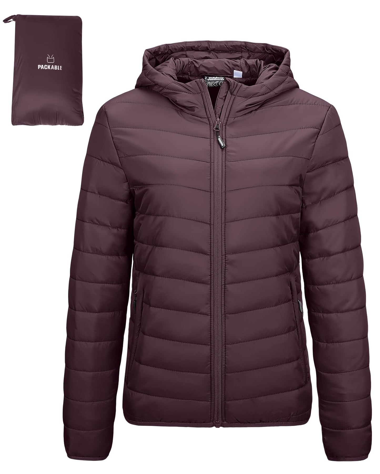 Outdoor Ventures Women’s Lightweight Hooded Puffer Jacket