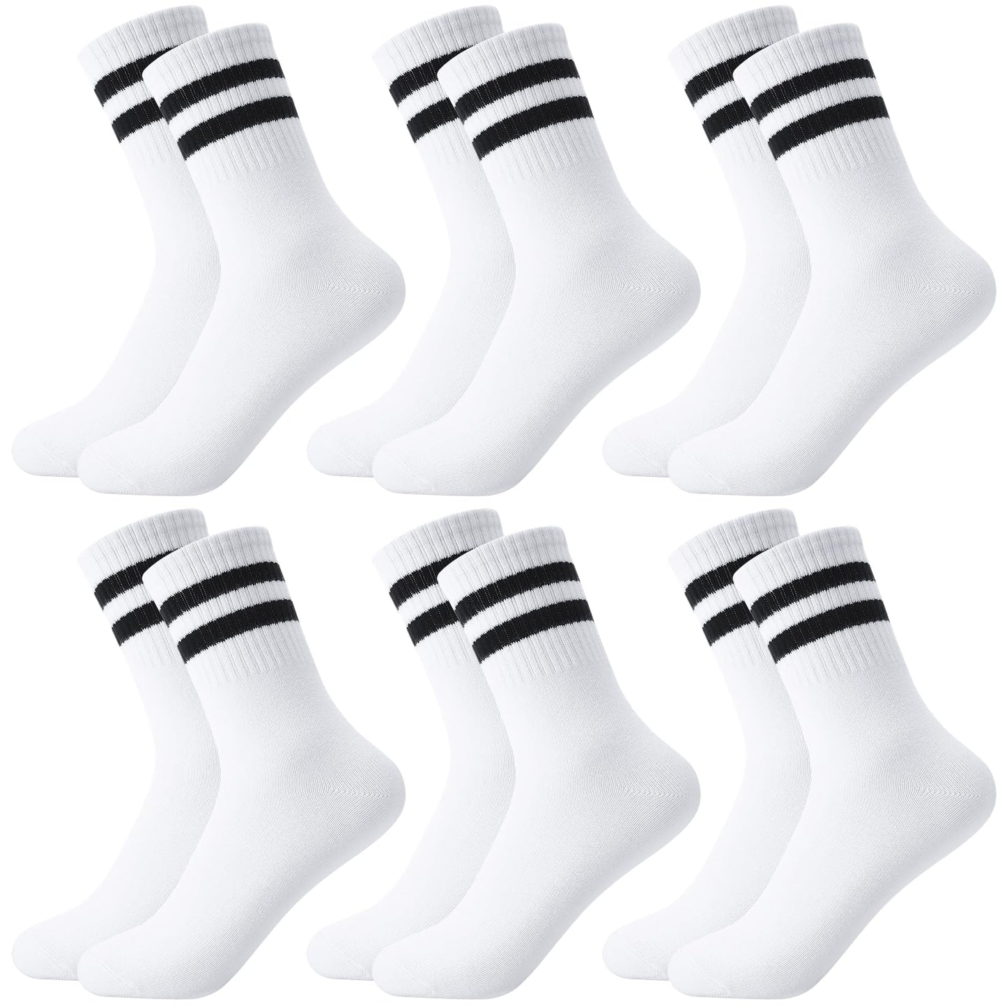 Taonganui Men’s Tennis Socks – 6-Pack Striped Cotton Sports Socks