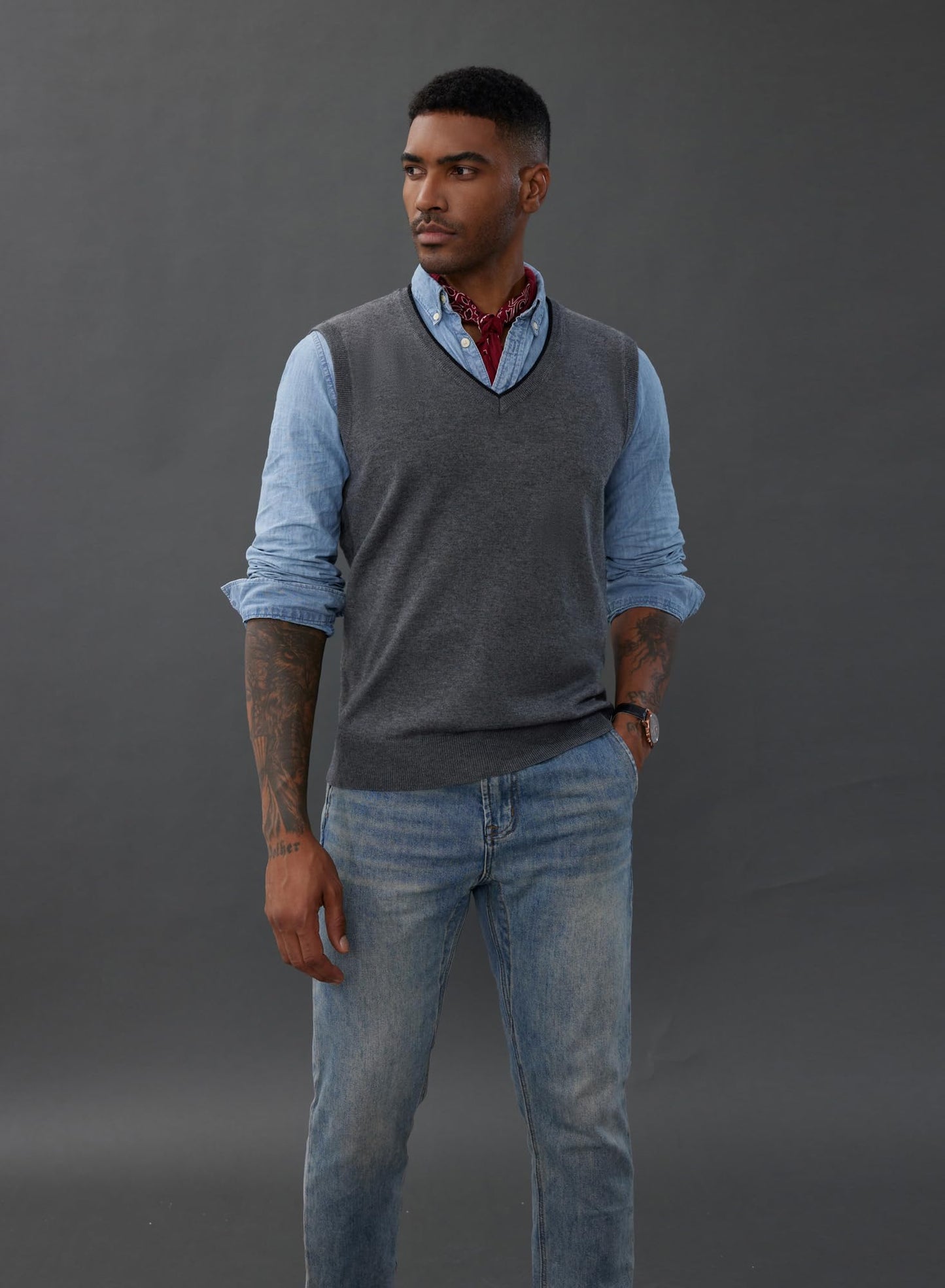 PJ PAUL JONES Men’s Sweater Vest – Wool Blend V-Neck Pullover
