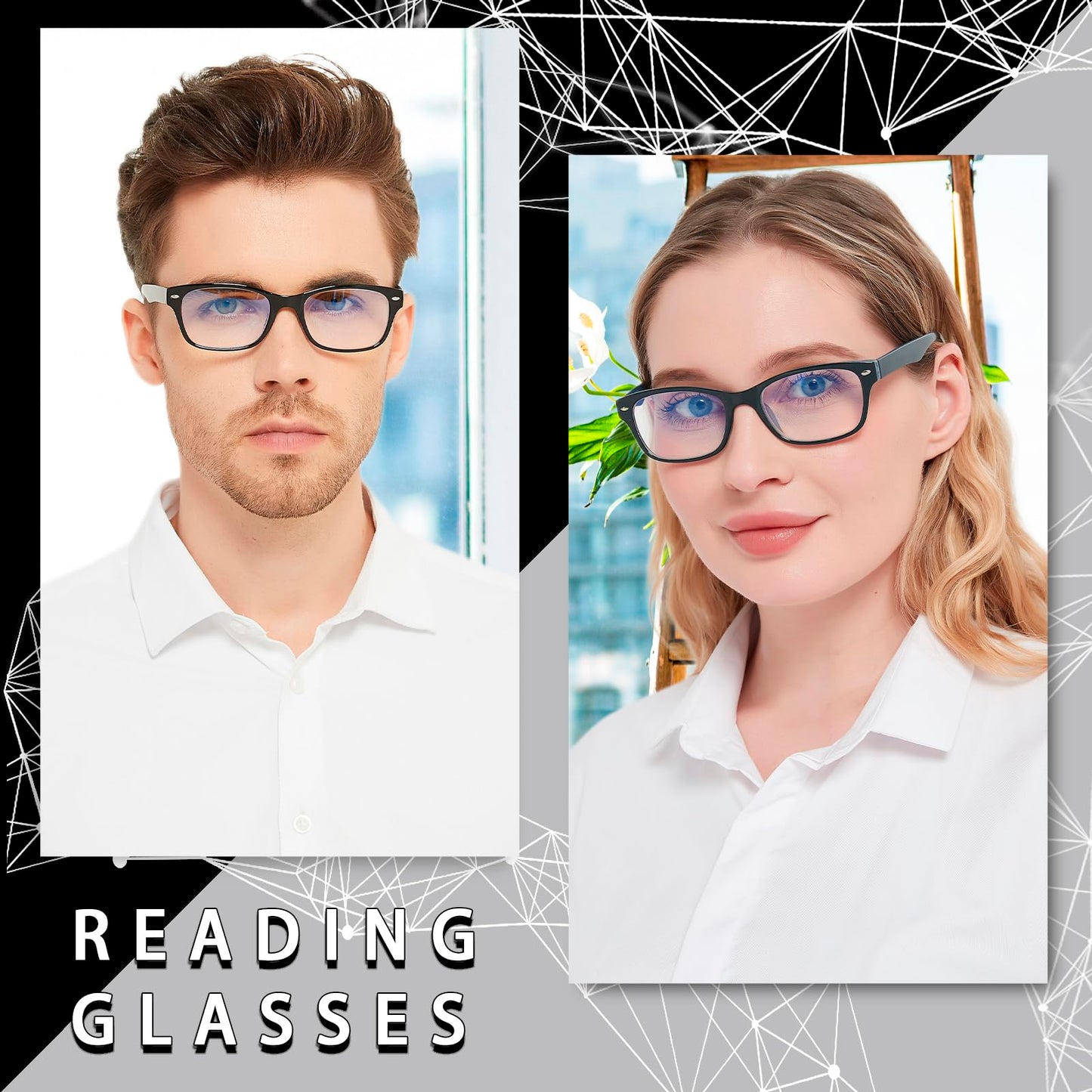 COJWIS 5 Pack Lesebrille Blaulichtfilter Brille Herren Damen Schwarz Leser Computer Brillen Feder Scharnier Lesebrillen (5 Schwarz, 2.75, Dioptrien)