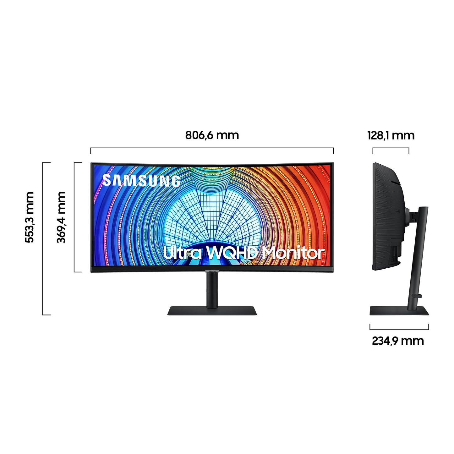 Samsung ViewFinity S50C Monitor S34C500GAU, 34 Zoll, VA-Panel, Ultra WQHD Auflösung, Eco Saving Plus, AMD Freesync, HDR10, 5 ms Reaktionszeit, Bildwiederholrate 100 Hz, Schwarz