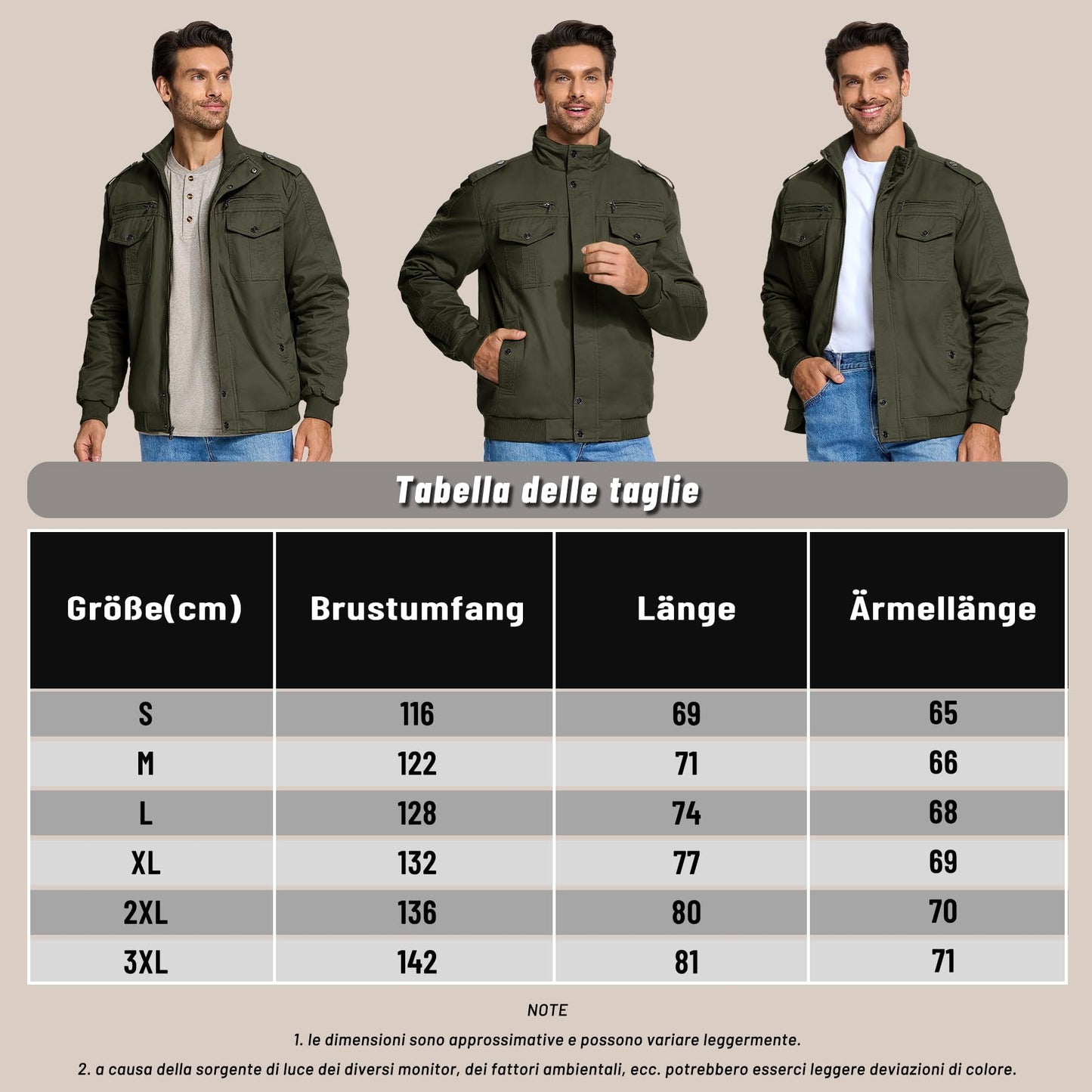 KEFITEVD Men’s Winter Fleece Jacket – Sherpa Lined Military Field Coat