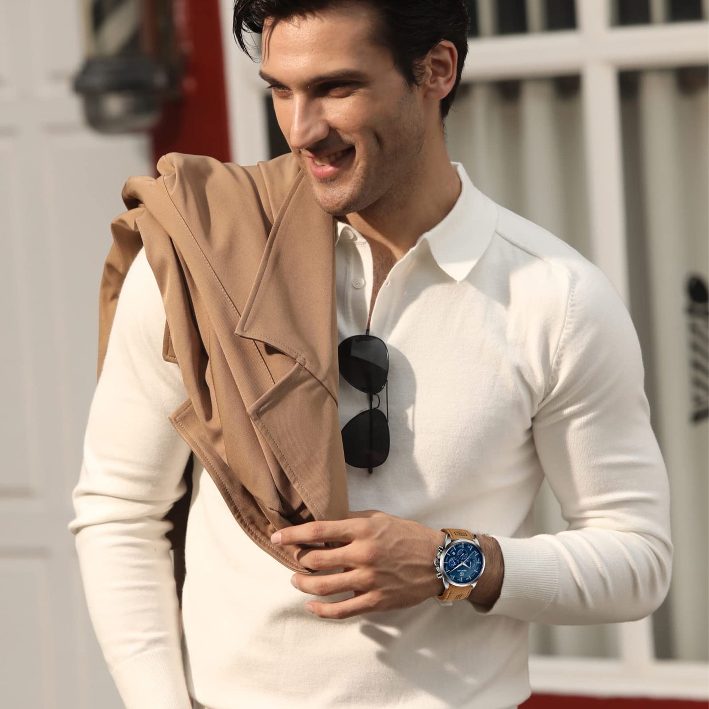 BY BENYAR Uhren Herren Chronograph Analog Quarz Wasserdicht Armbanduhr Herren Mode Lässig Business Herrenuhr mit Kalender Lederarmband/Edelstahlarmband Uhr Geschenk für Männer
